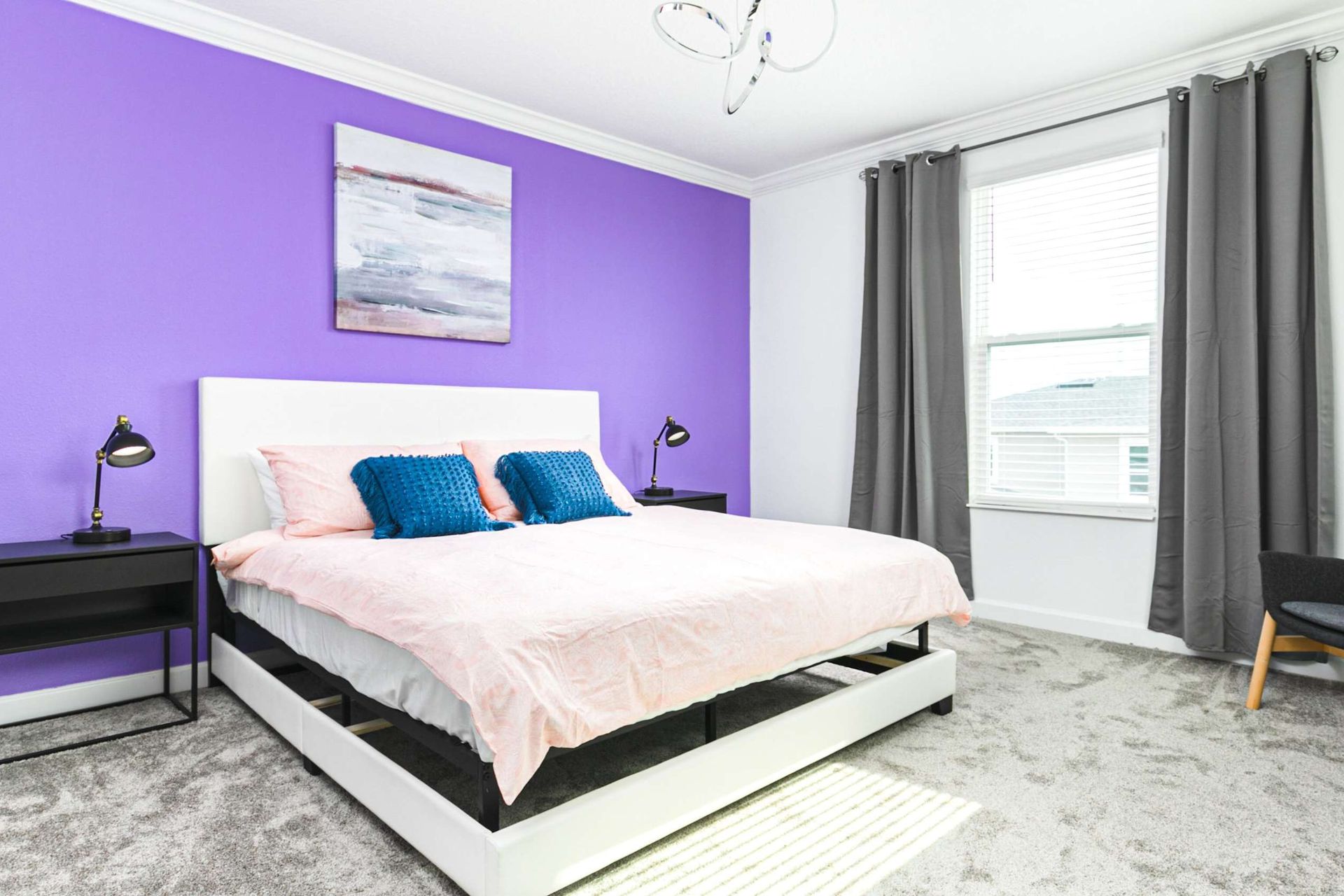 Experience luxury and comfort in our spacious bedroom, promising you a restful night's sleep.