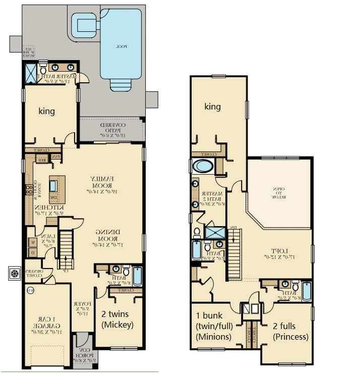 Family-friendly 6BR home with pool, game room, and fun Disney-themed bedrooms.
