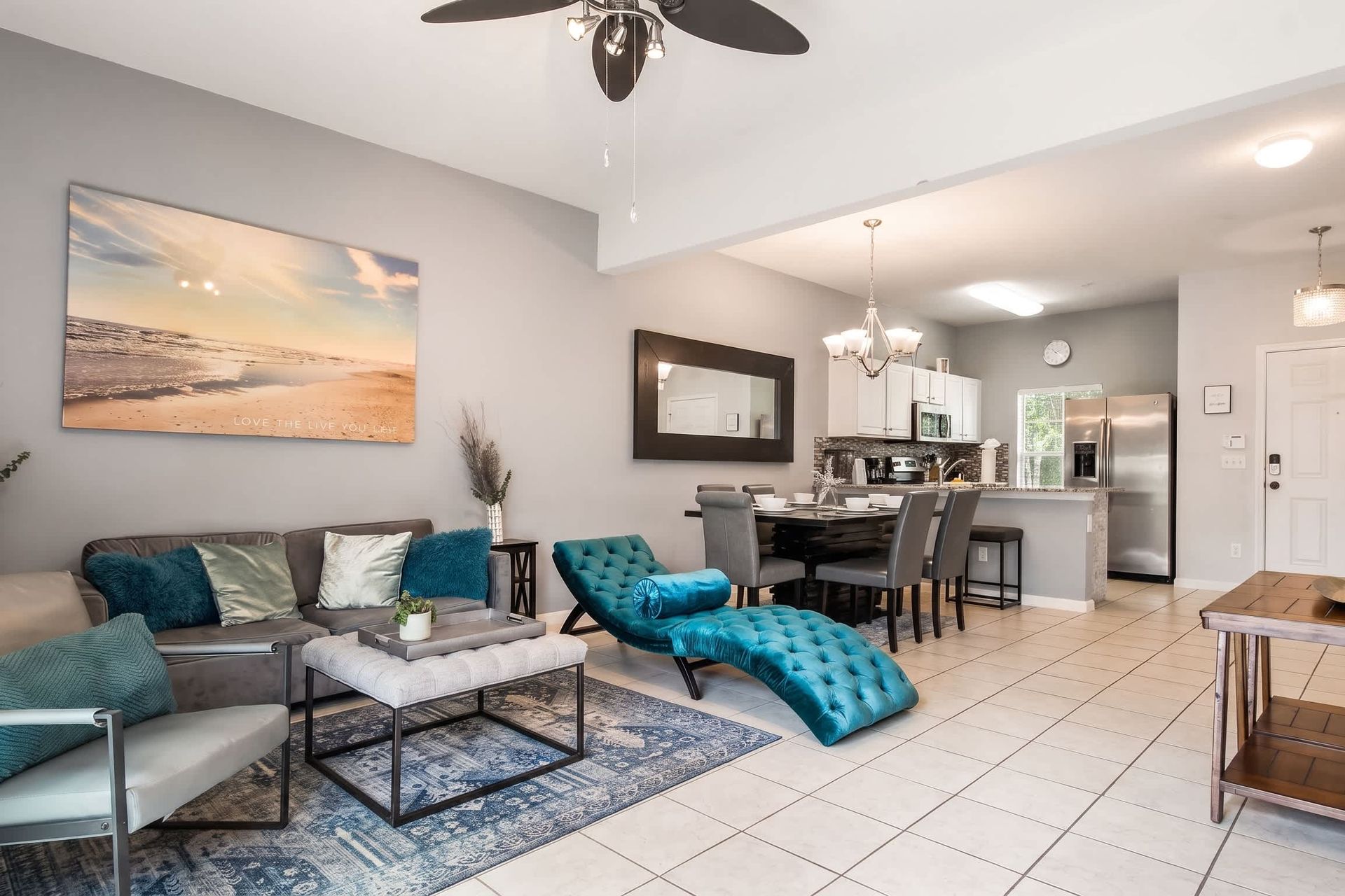 Open-concept living and dining area with stylish, modern design!