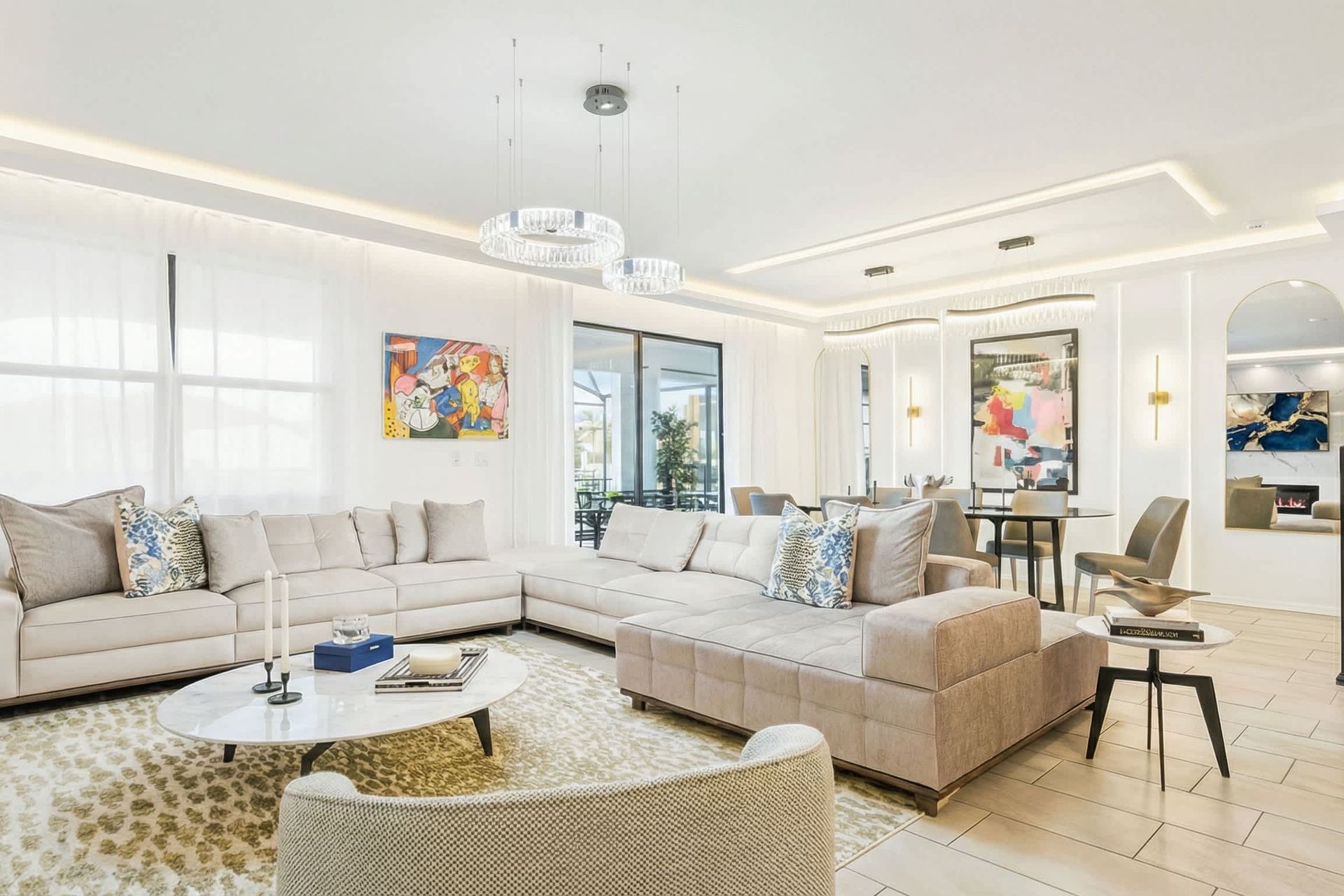 Enjoy quality time with loved ones in our inviting living room, offering a cozy space for relaxation.