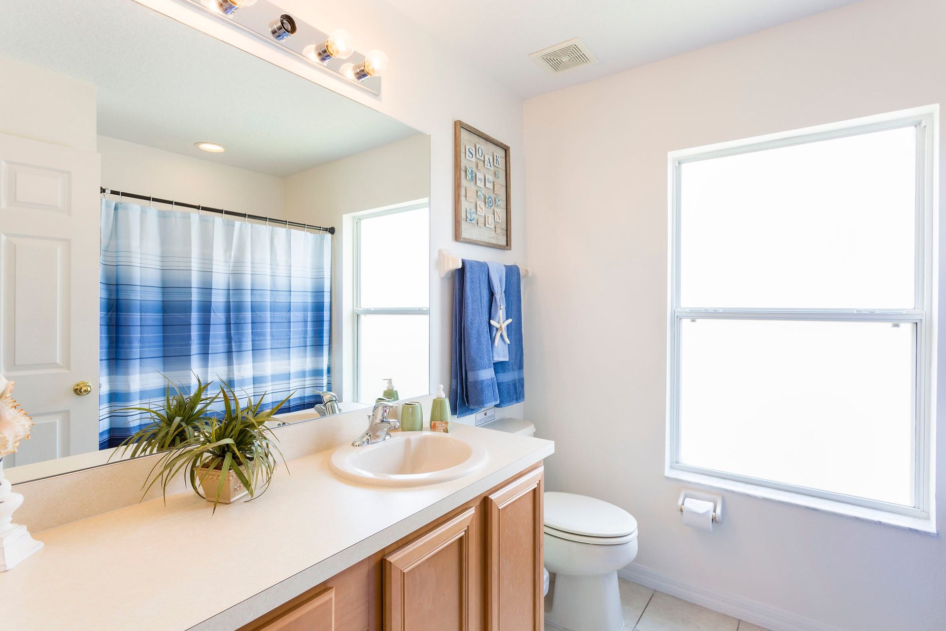 Impeccably clean, providing a spotless and pristine environment for personal care