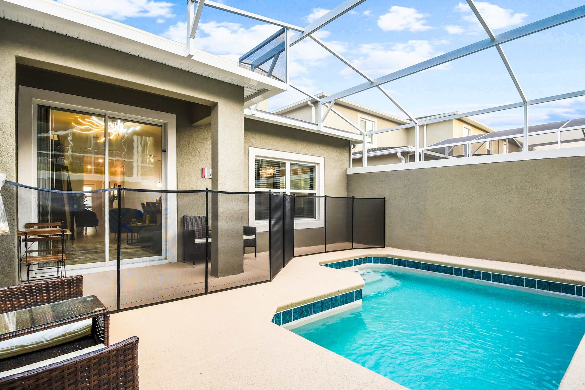 Exclusive enjoyment of screened-in spa and pool for you, friends, and family!.