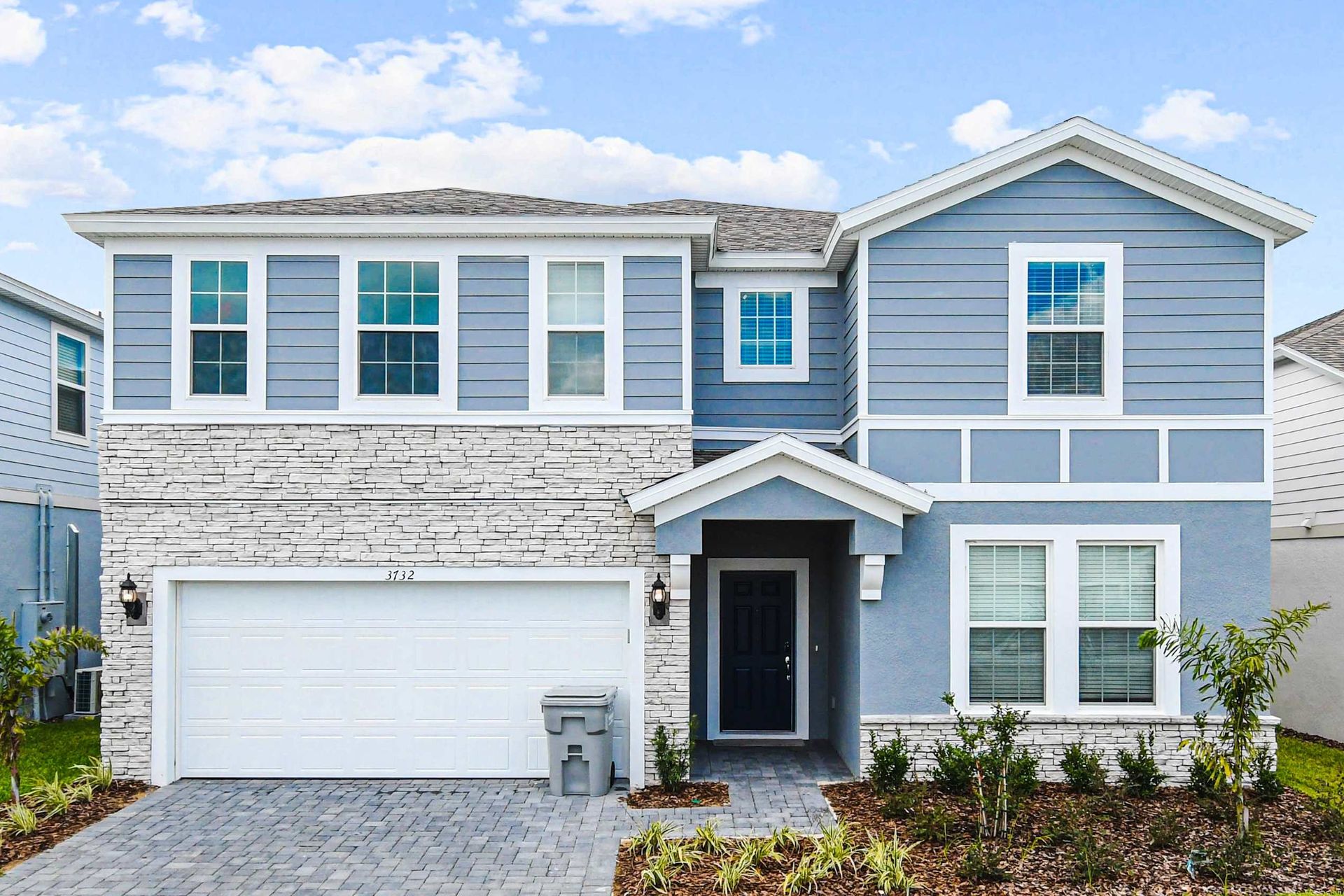 Modern 2-story retreat with private pool, game rooms, and vibrant themed decor.