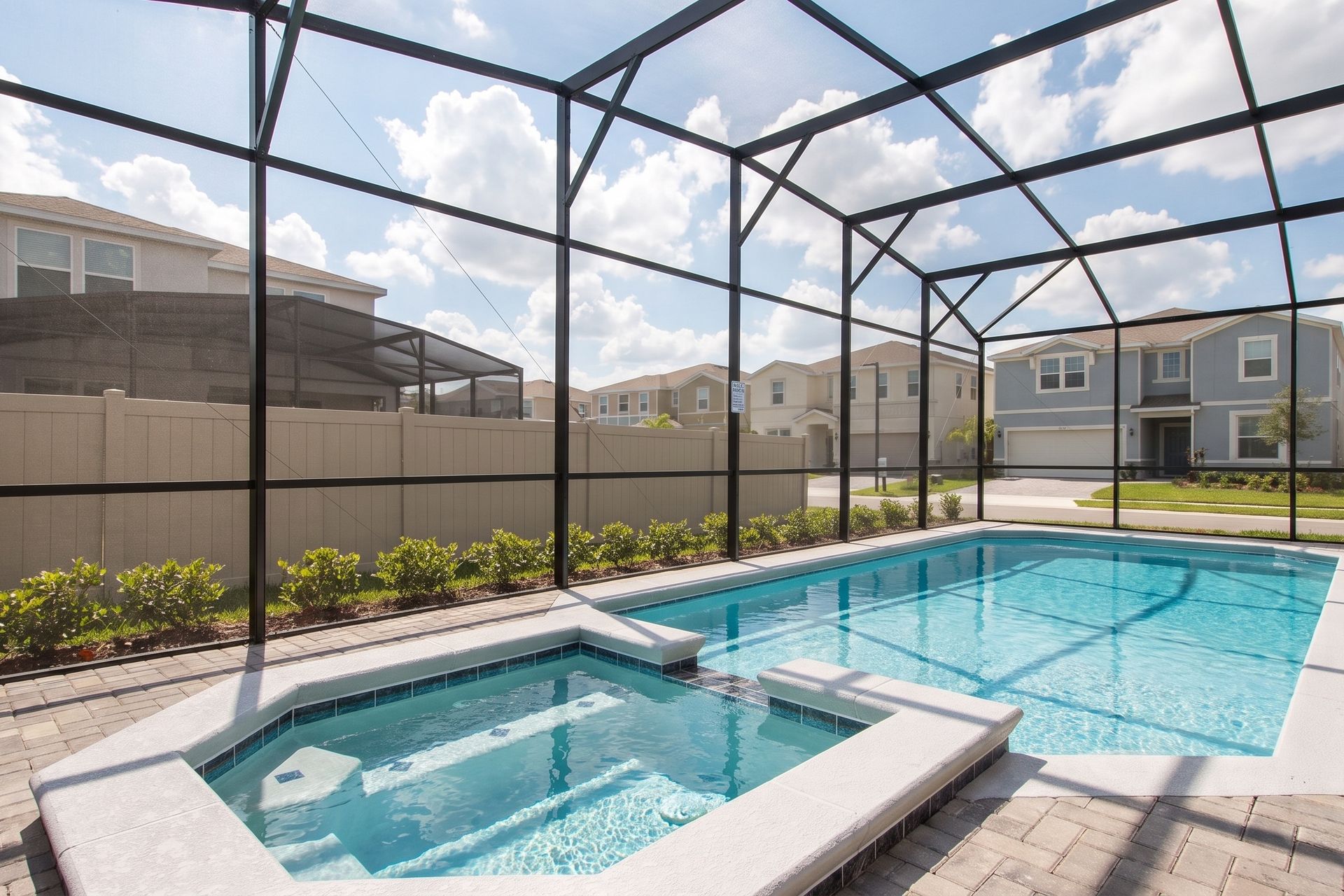 Relax in your private heated spa and pool, fully screened for peace and comfort.