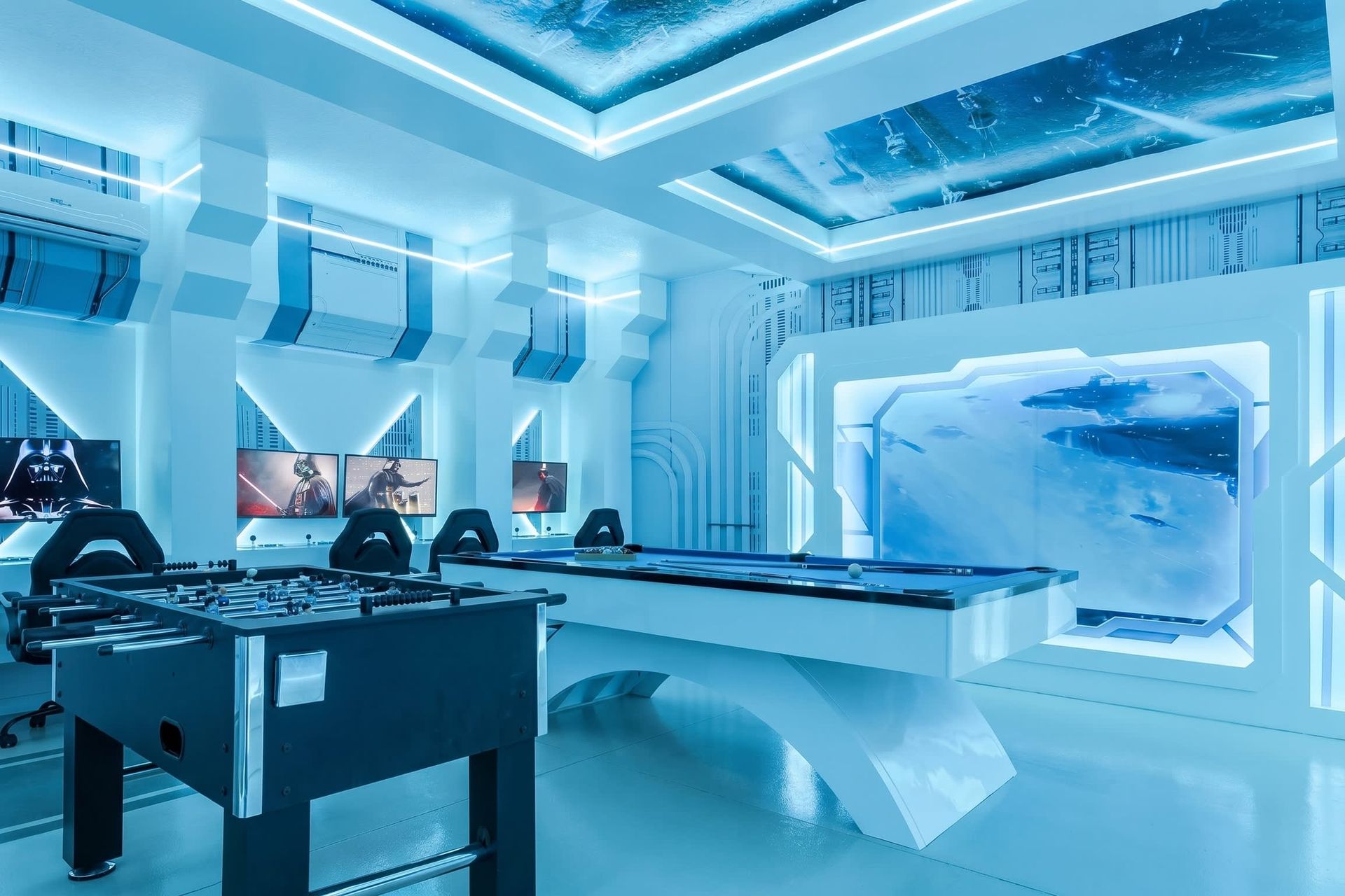 Ultimate gaming experience with futuristic blue lighting.