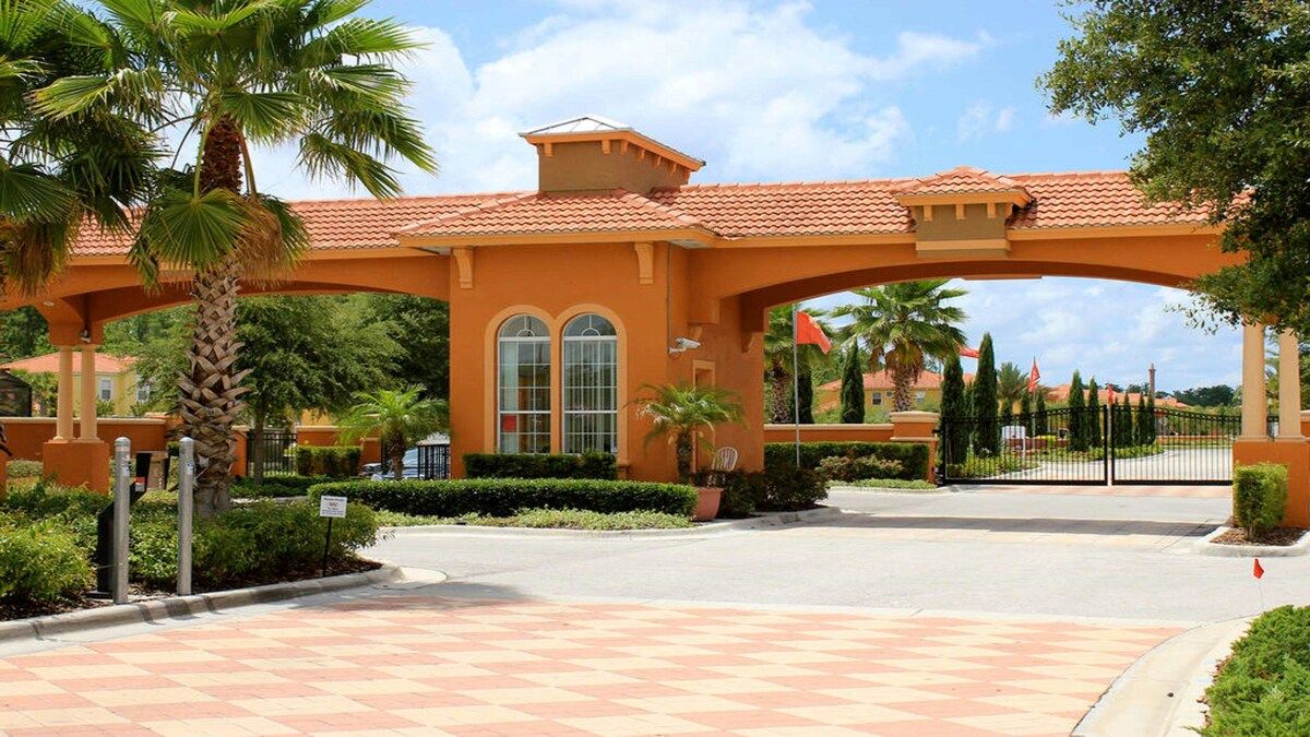 Elegant gated entrance welcoming you to your private getaway.