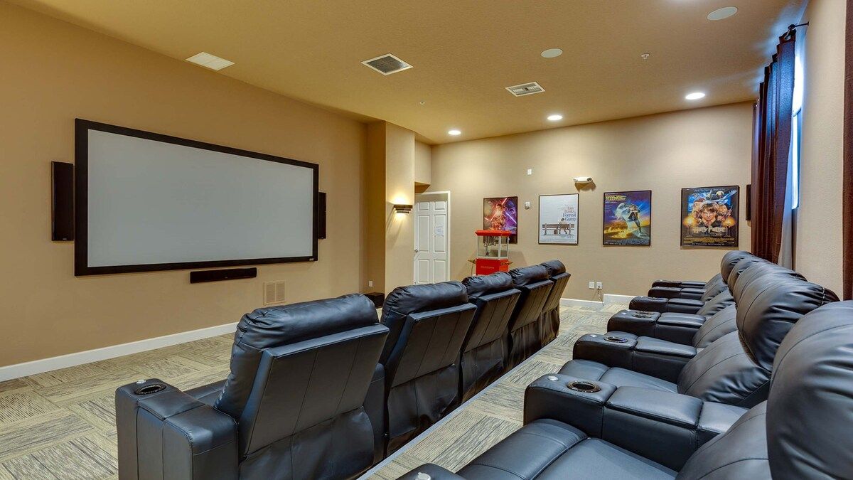 Sit back, relax, and enjoy movies in this cozy private theater!