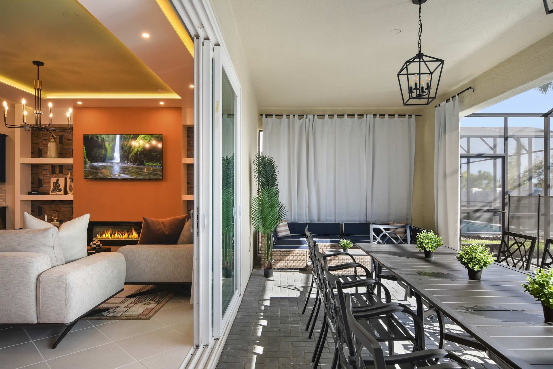 Seamless indoor-outdoor living with a cozy lounge and patio dining!
