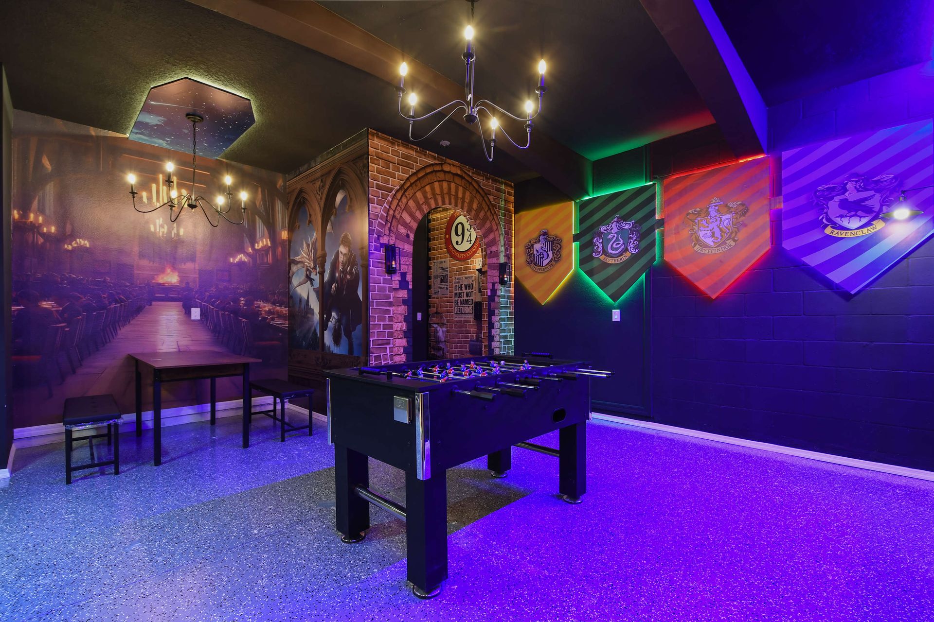Step into Hogwarts with this enchanting Harry Potter-themed game room!