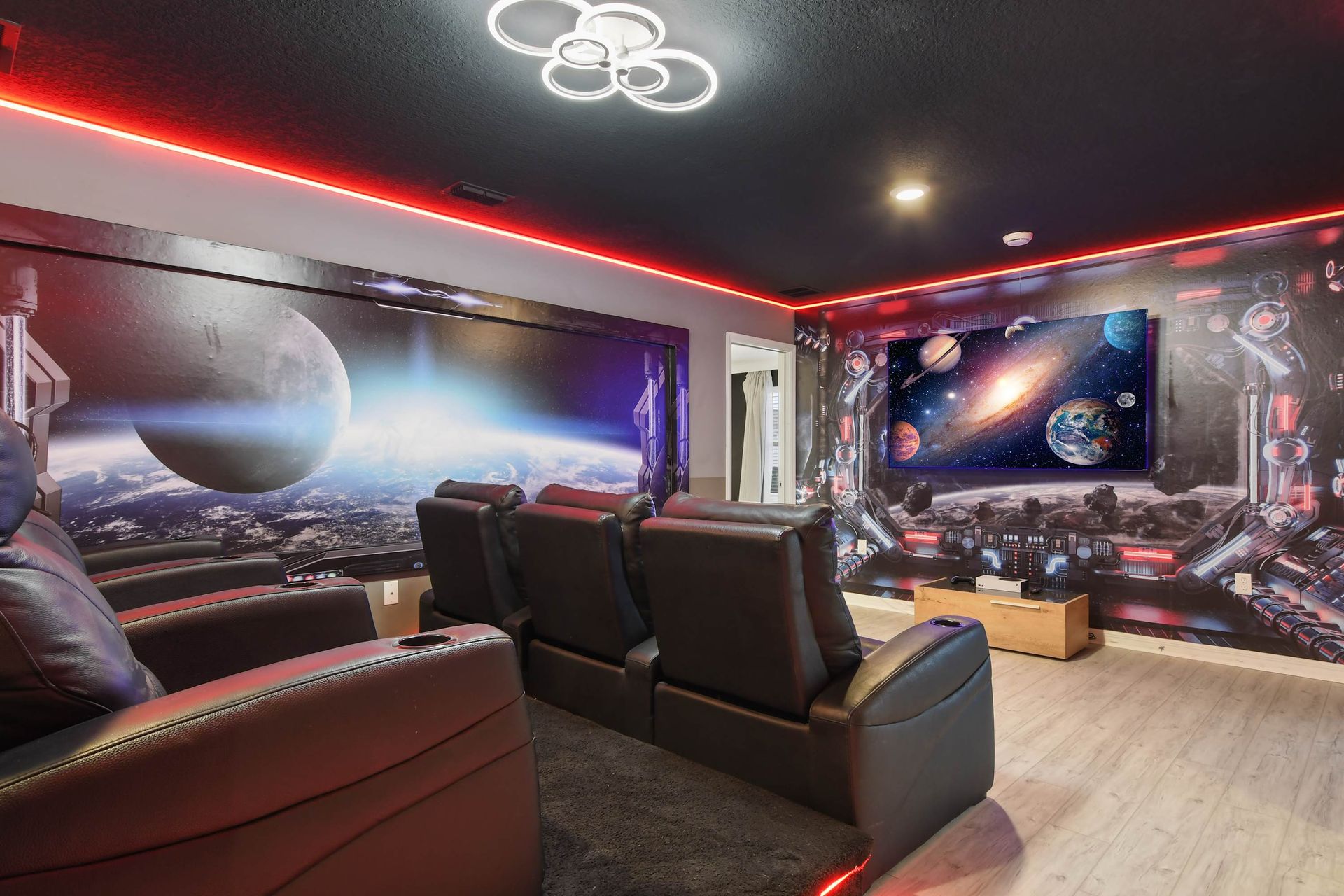 Experience epic movie nights in this galactic-themed home theater adventure!