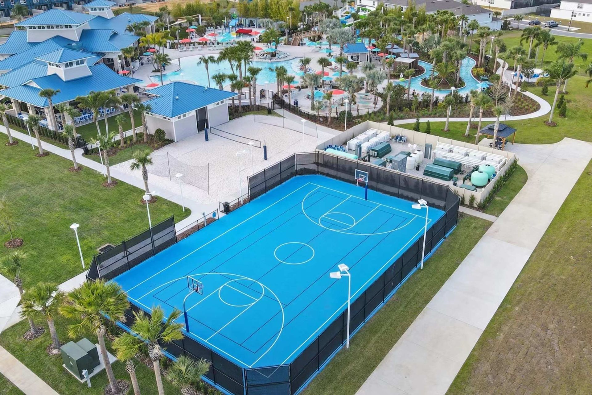 Resort Amenities -basketball court, inviting guests to enjoy a game amidst the scenic surroundings
