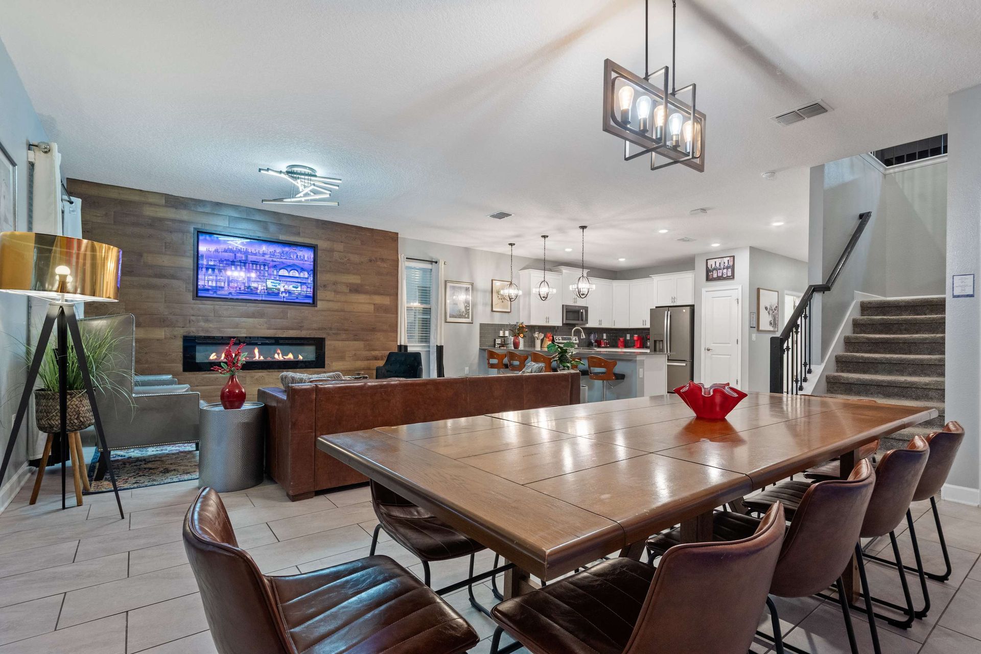 Host unforgettable meals in this open-concept space with sleek style and cozy vibes!