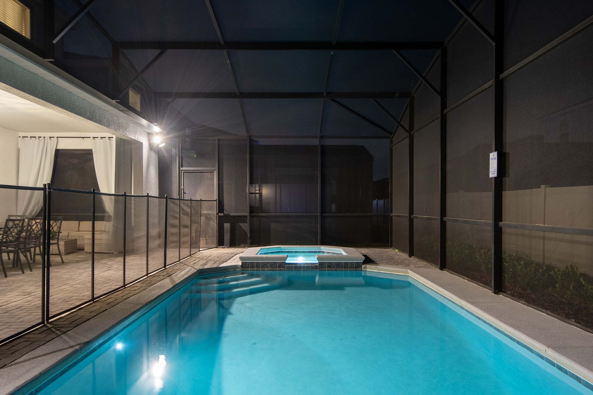 Private screened pool and spa, perfect for a refreshing dip any time of day.