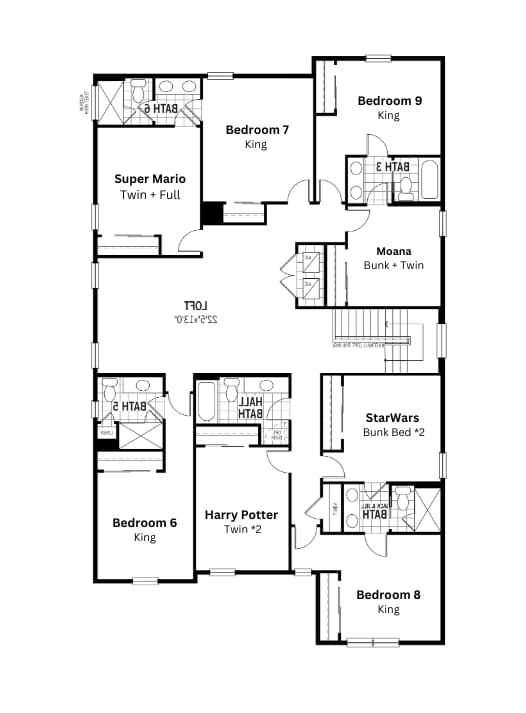 Themed Floor Plan with 6 Bedrooms, Loft Lounge, and Plenty of Space to Unwind
