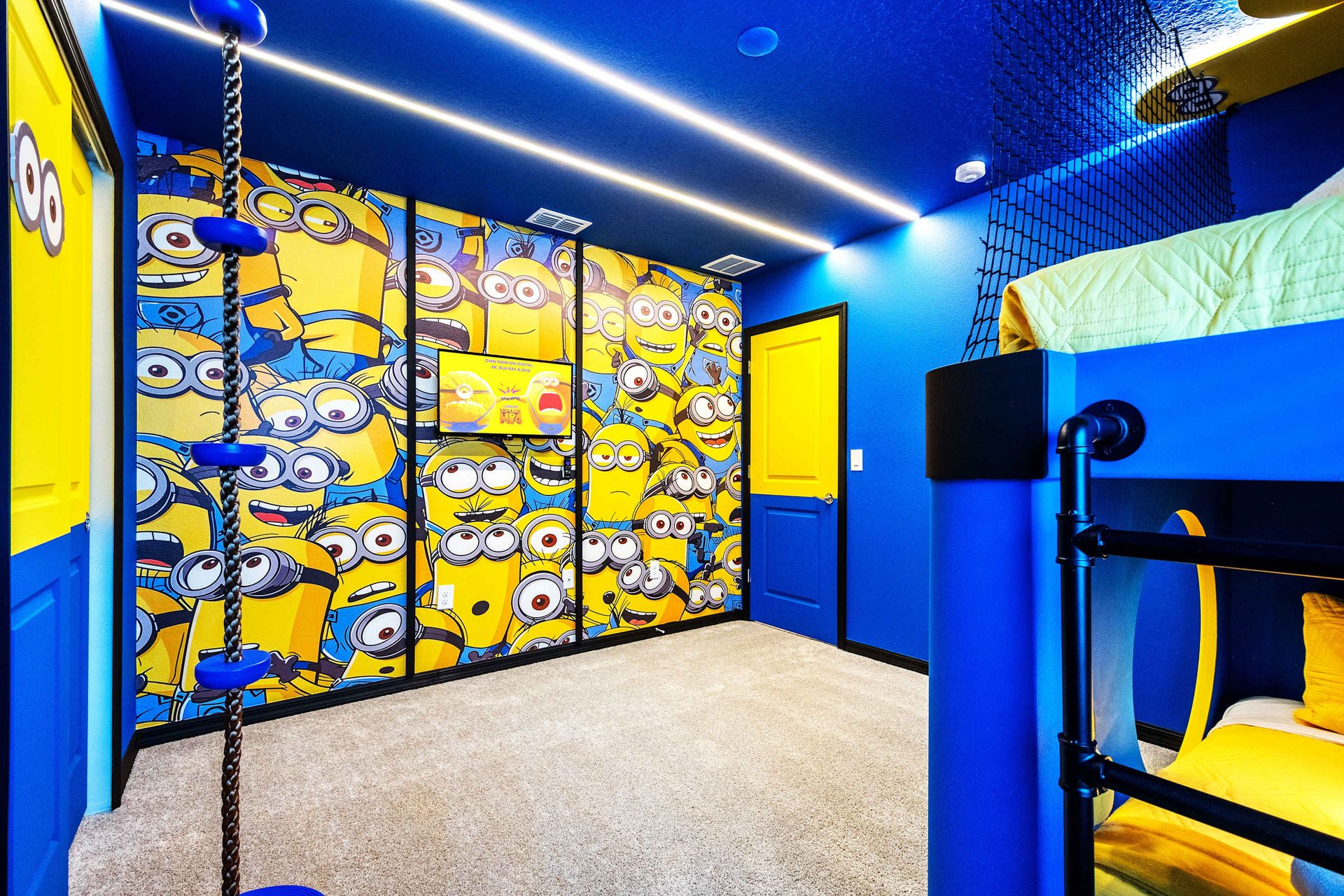 Bunk up with Minions in this bold blue room packed with fun and character!