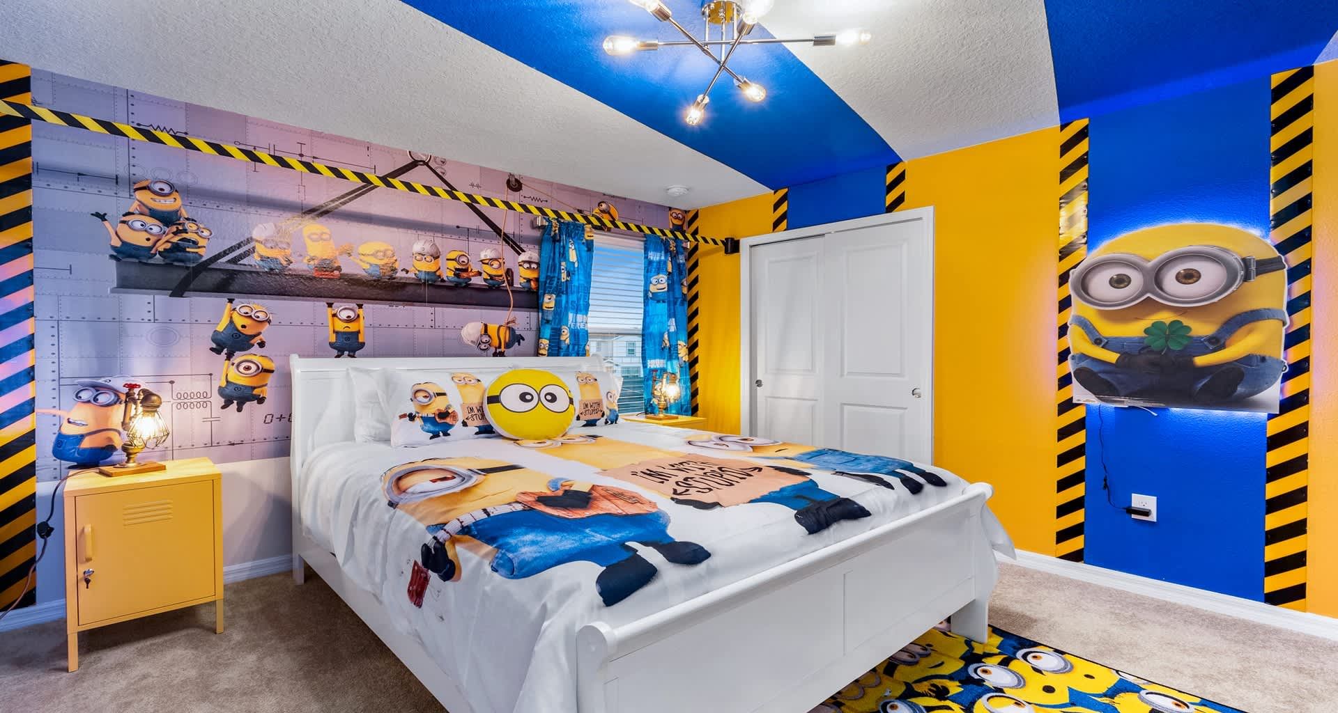 Minion-themed bedroom bursting with color, character, and kid-approved fun!
