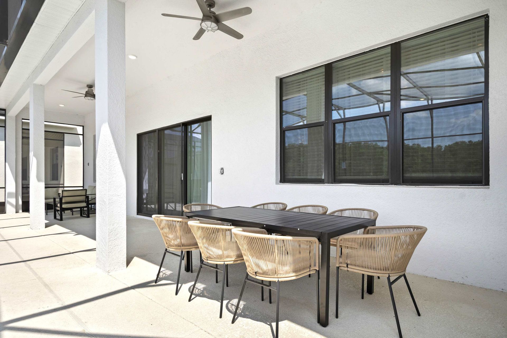 Spacious, shaded lanai for al fresco meals and relaxation. 