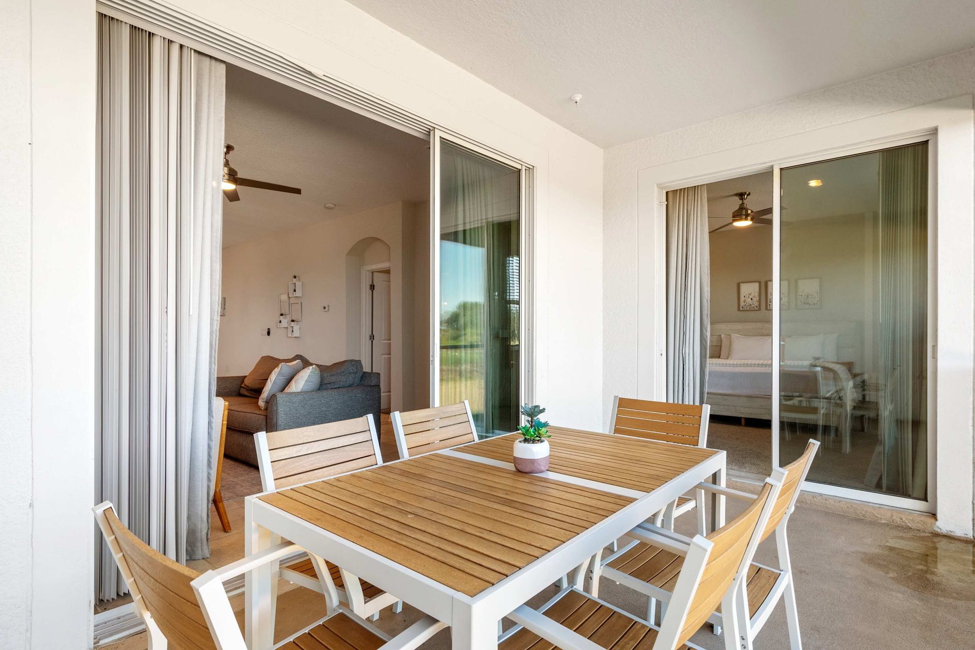 Private balcony dining area perfect for coffee and conversation.