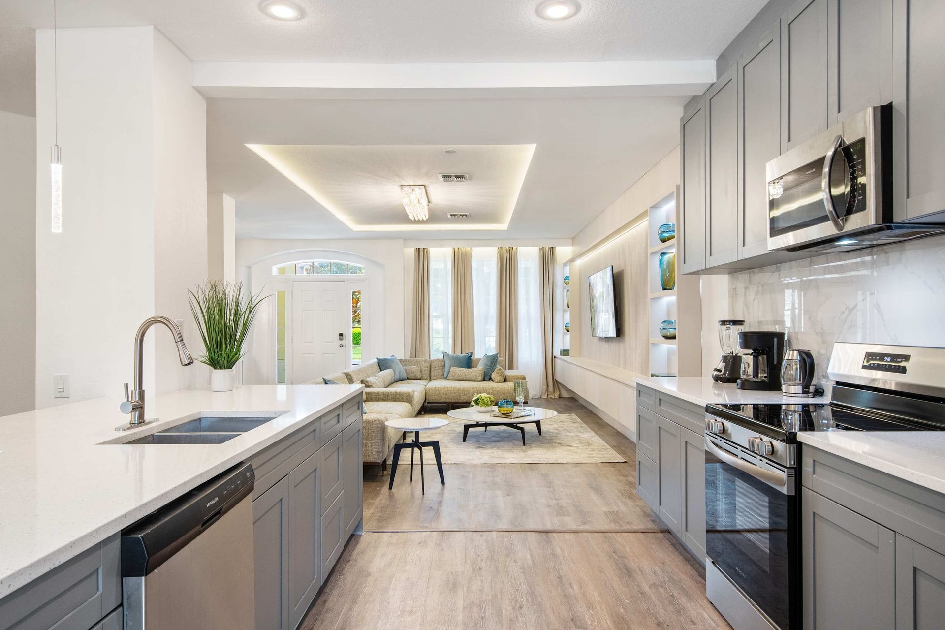 Flows seamlessly into the kitchen and patio