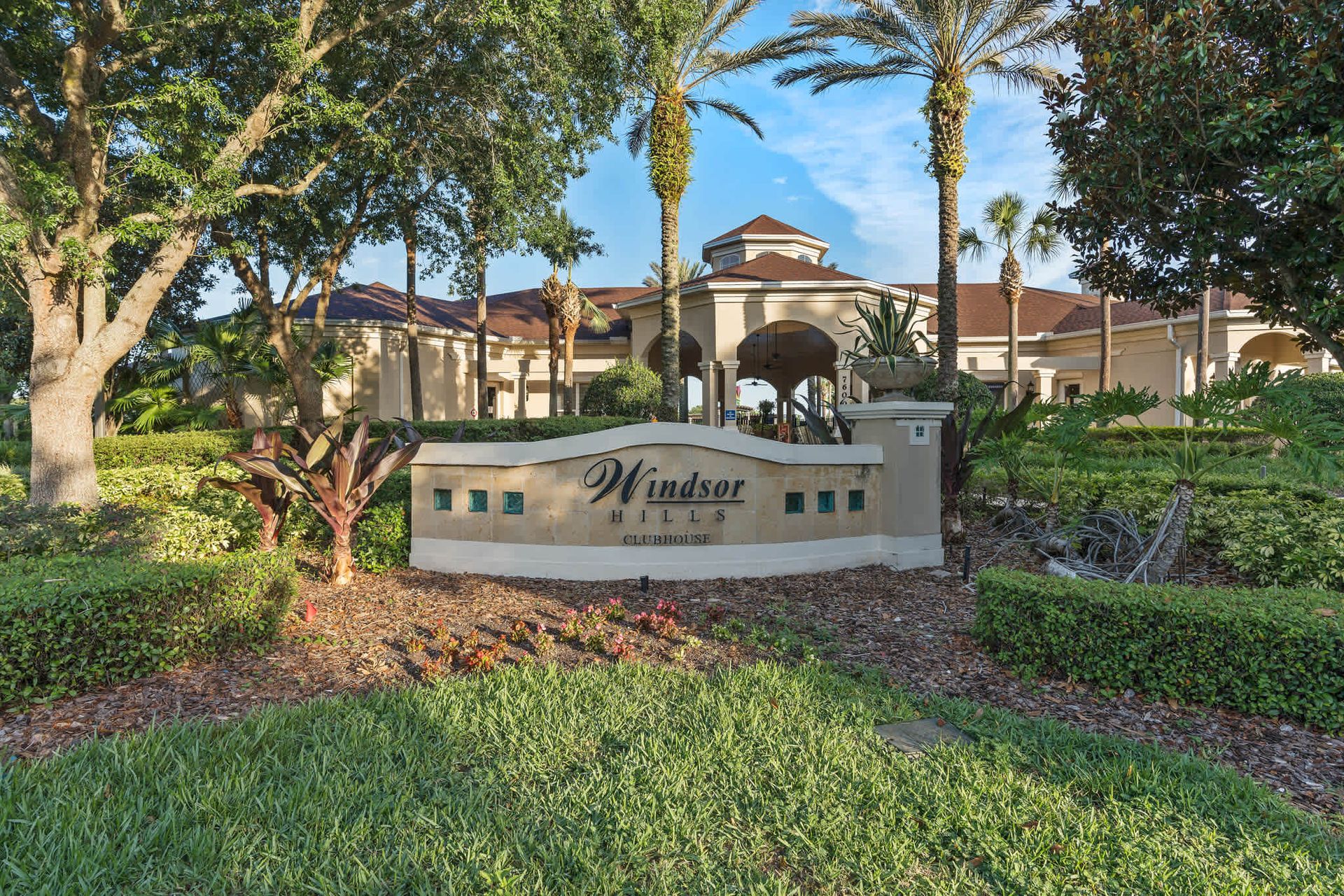Grand, resort-style entrance to the exclusive community.