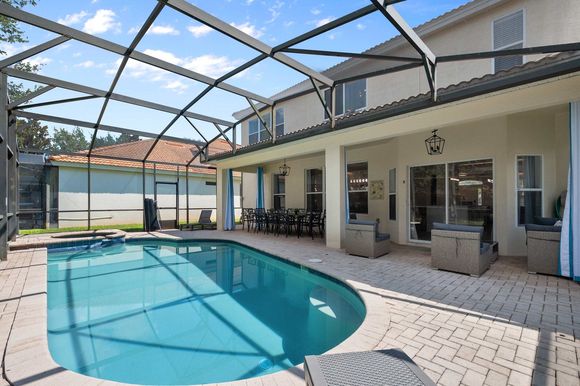 Private pool, covered lounge, and ample space for fun in the sun.