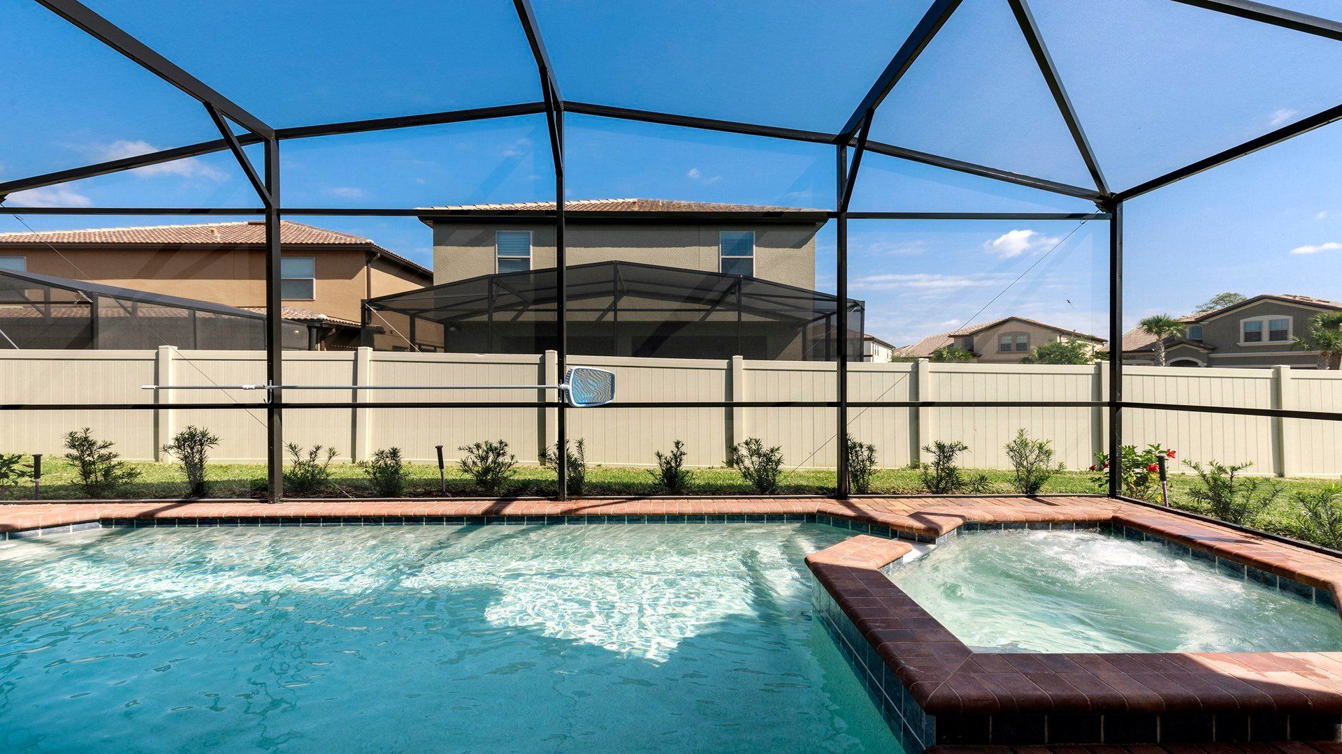 You'll have the screened in spa and pool all to yourself.