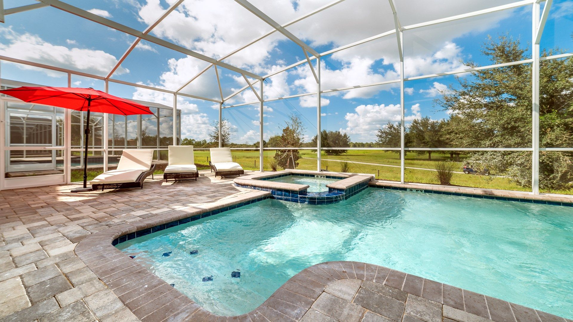 Relax in a private screened pool with spa & scenic countryside views!