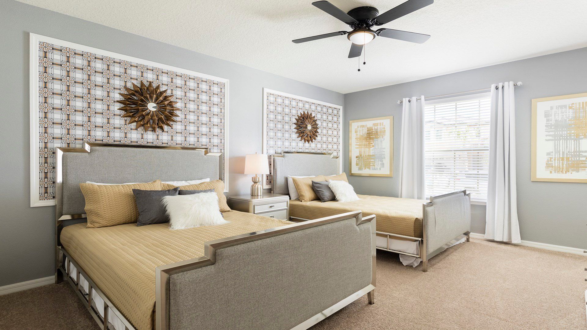 Bedroom accommodating with a full bed and an additional twin bed.