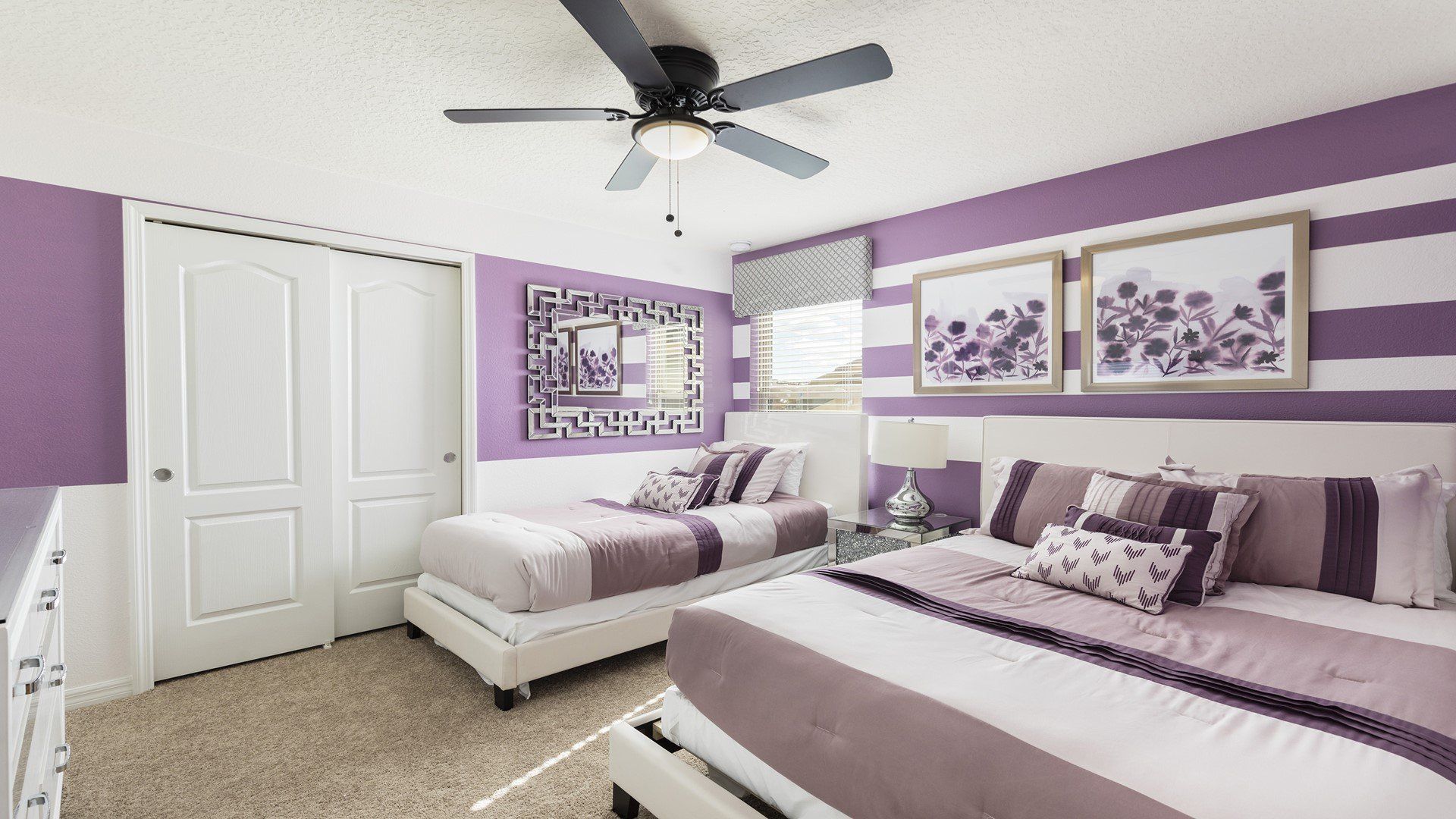 Bedroom accommodating with a full bed and an additional twin bed.