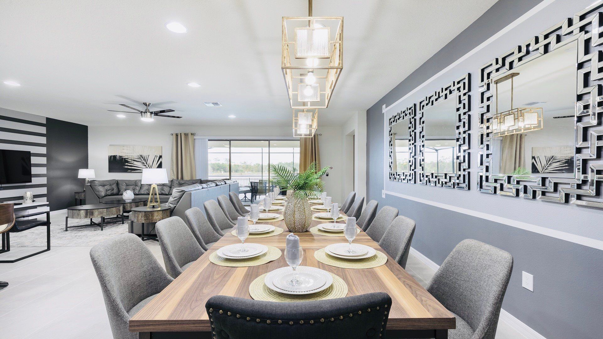 Ample and spacious, providing a generous area for comfortable dining and enjoyable gatherings