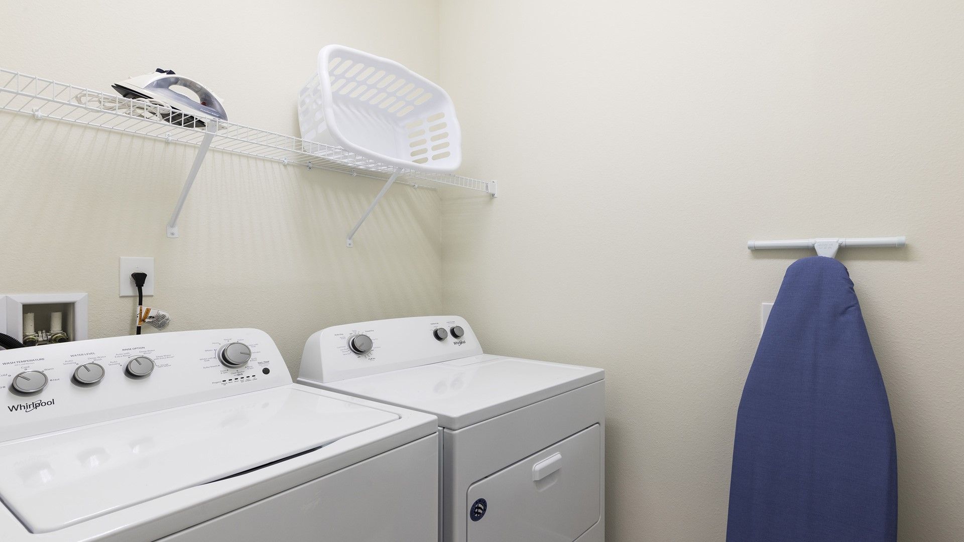 Equipped with a washer for convenient and efficient laundry care within a dedicated and organized space