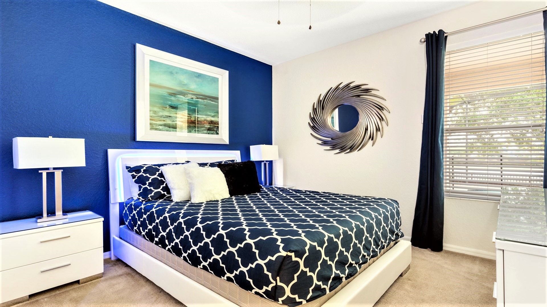 The spacious queen sized bedroom on the second level