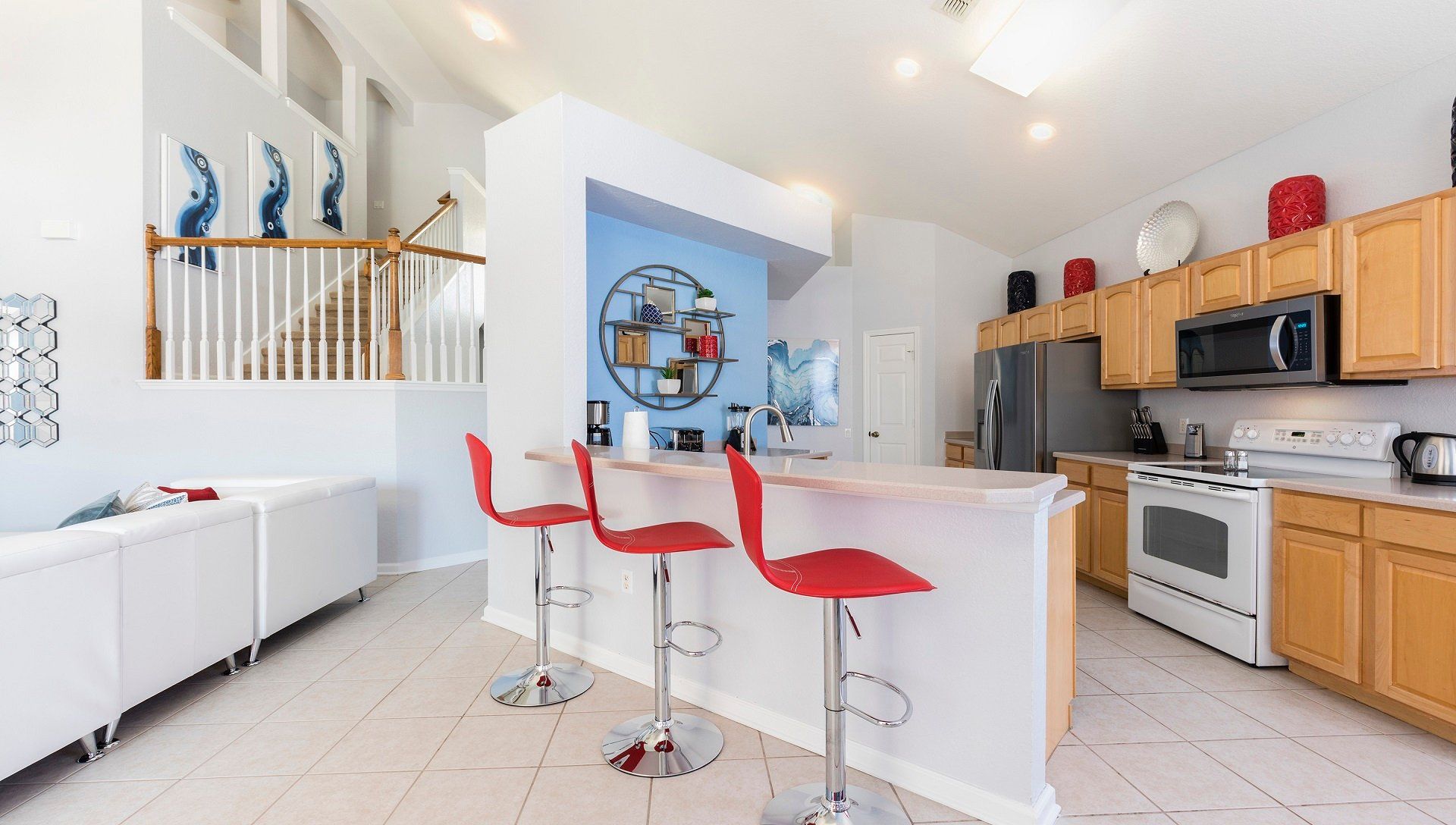 Sit up at the breakfast bar and keep the chef company