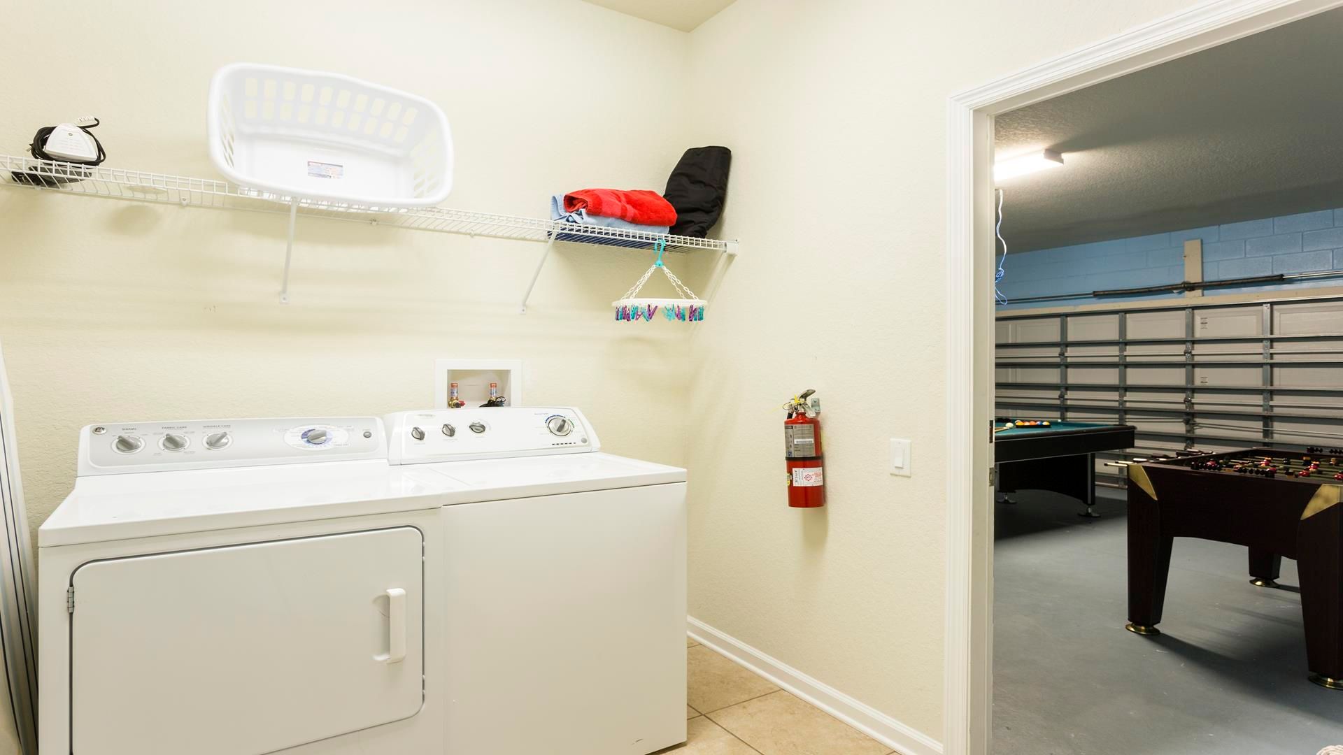 Laundry room essentials: Washer and dryer ready for duty.