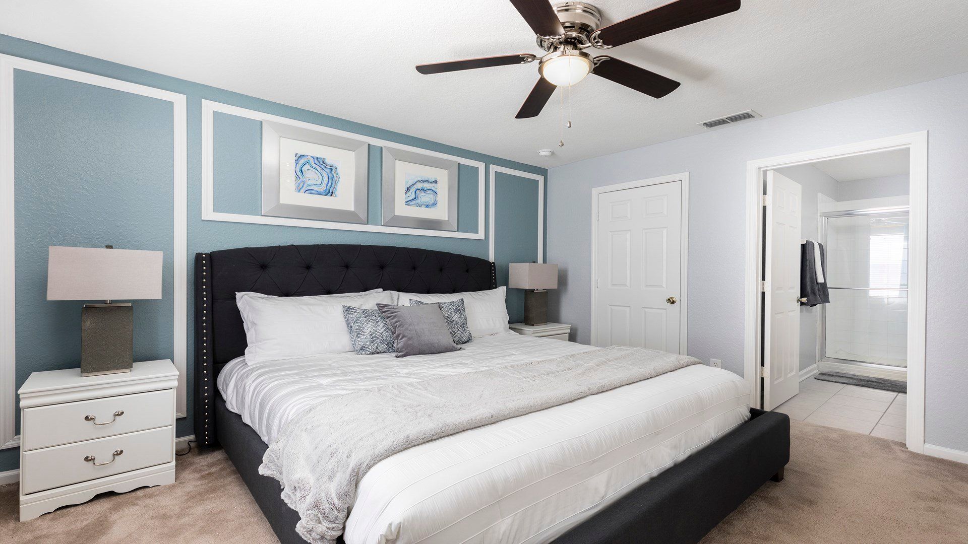 Relax in this elegant master suite with a plush king bed and private ensuite bath!