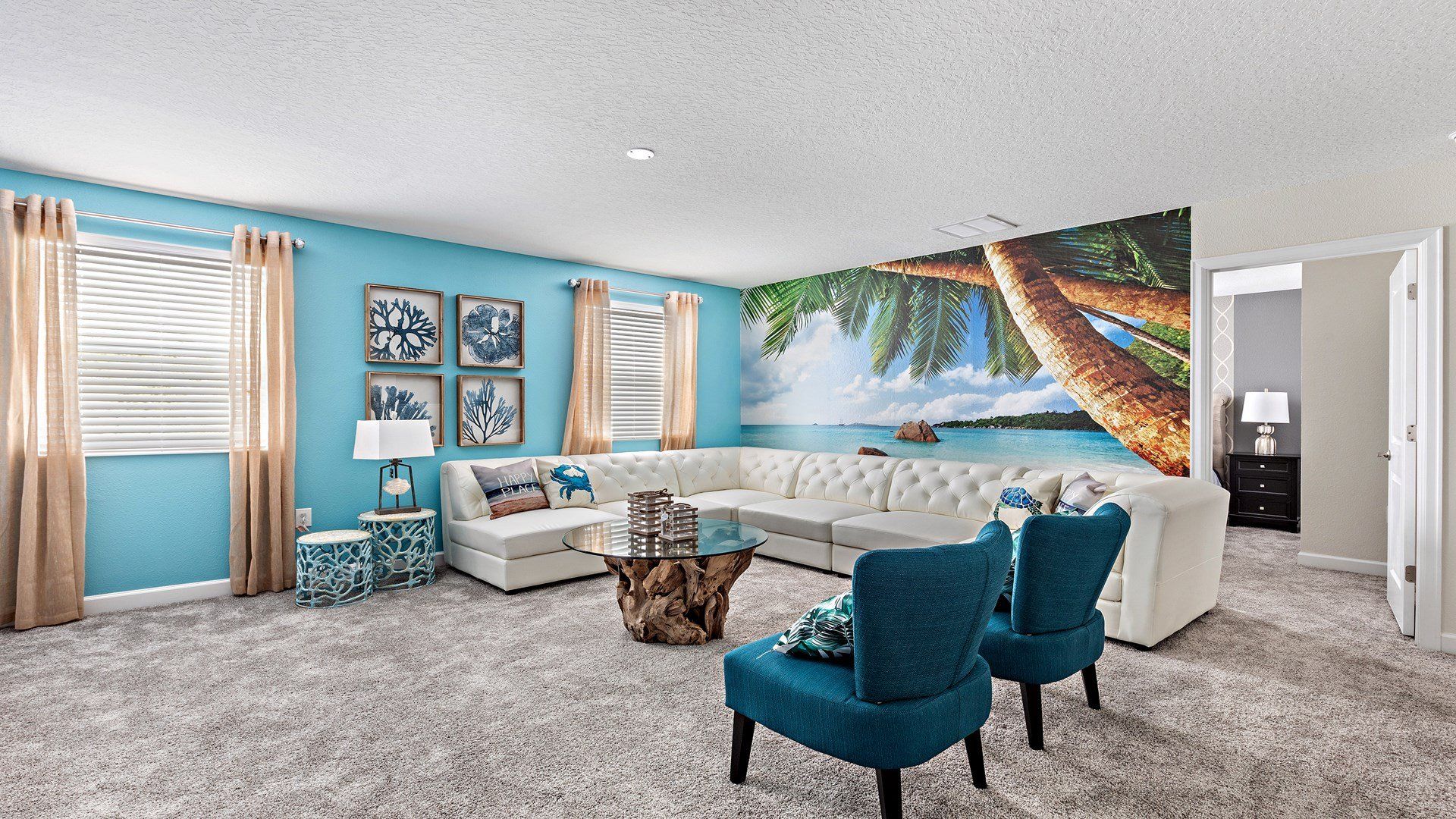 Tropical themed living space.