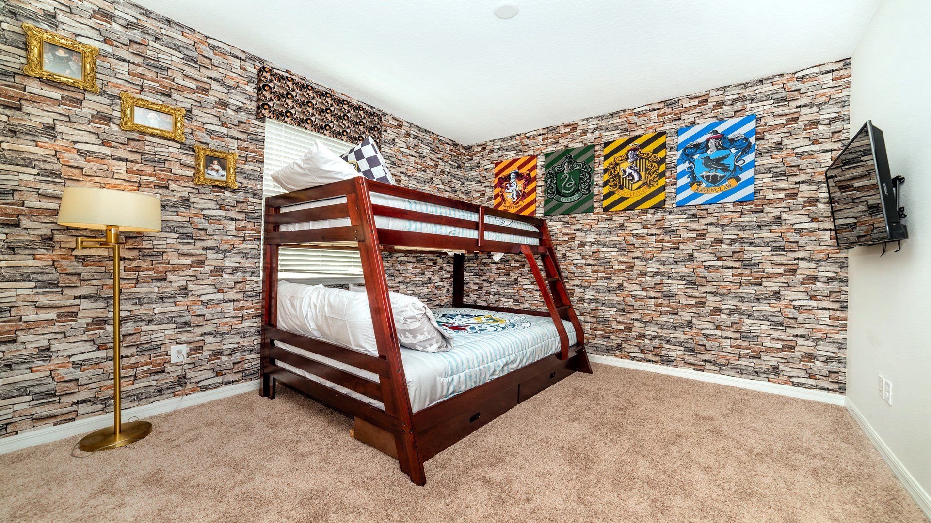 Delight in a playful and space-efficient setting with the bunk bed room. Perfect for families or groups.