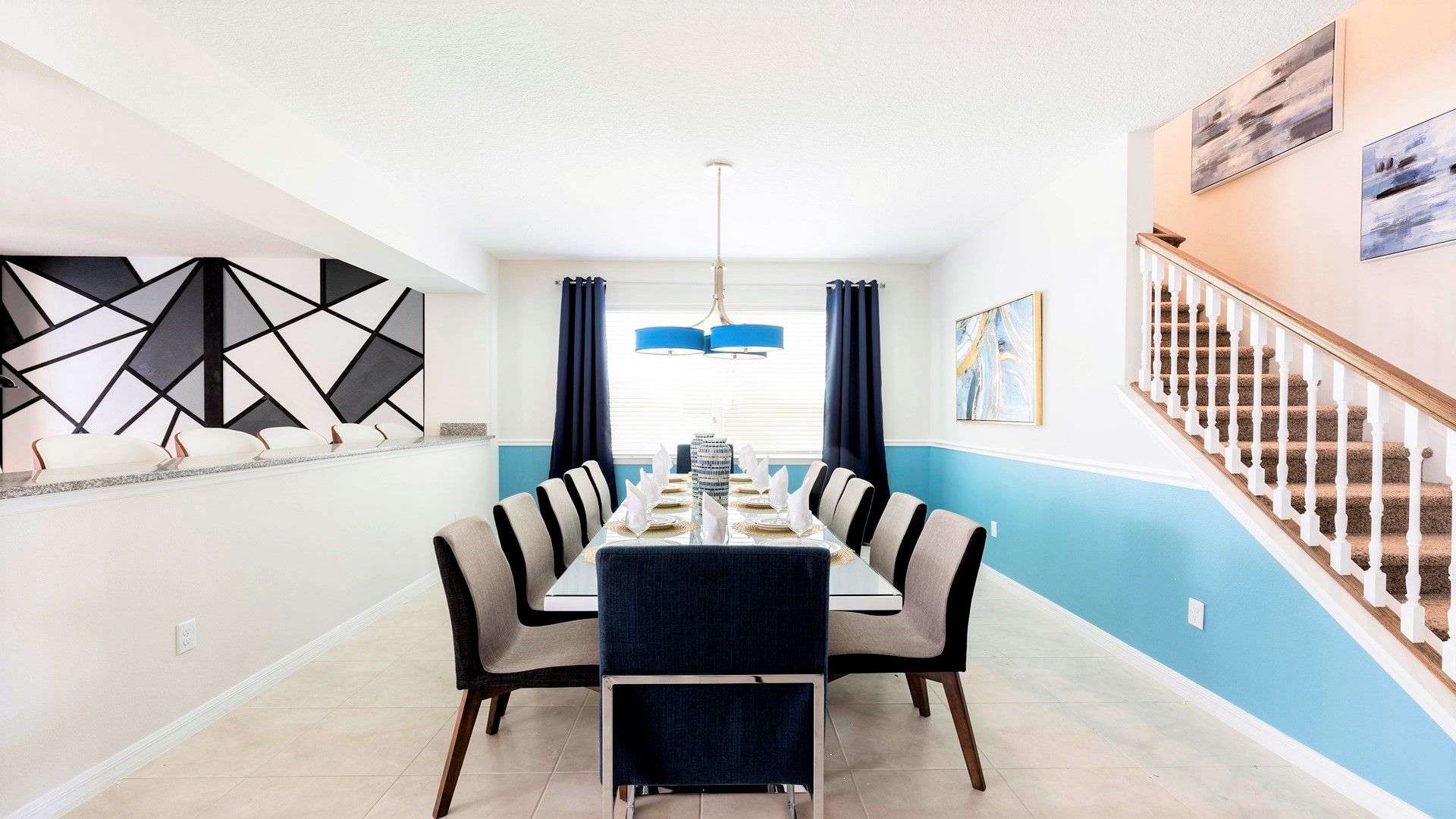 A generously sized dining table awaits, ready to accommodate your family feast with ample space for delightful meals and shared moments.