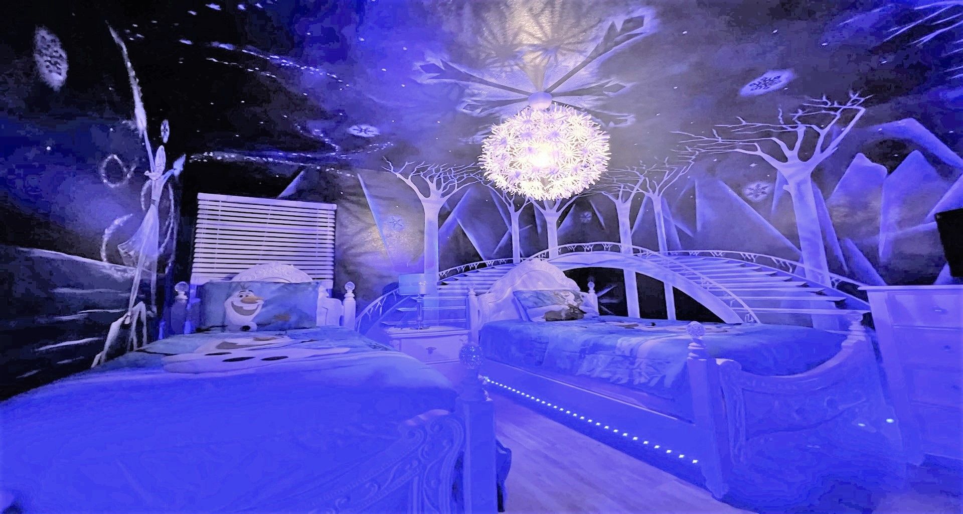 Frozen bedroom with beautiful lights