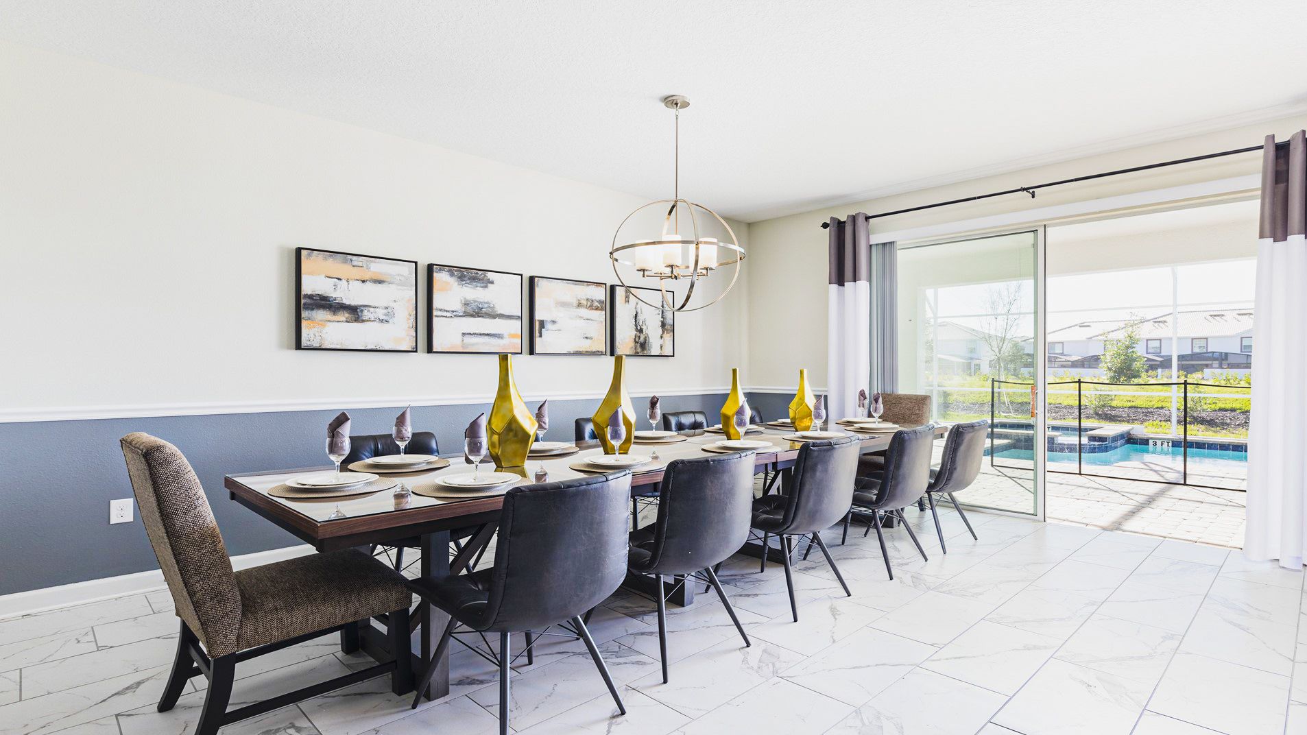 Expansive dining table awaits your family gathering