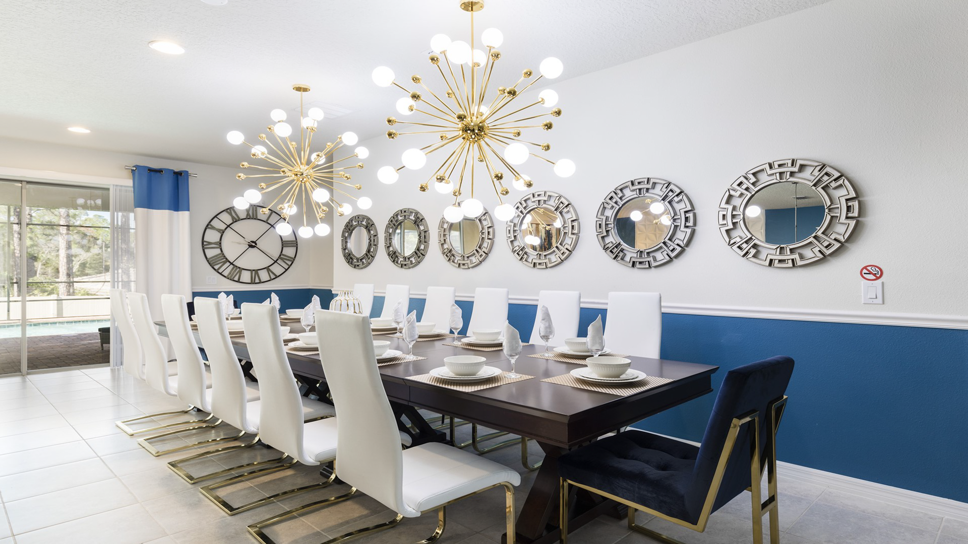 Elegant setting with a 14-seater, ensuring a spacious and inviting atmosphere.