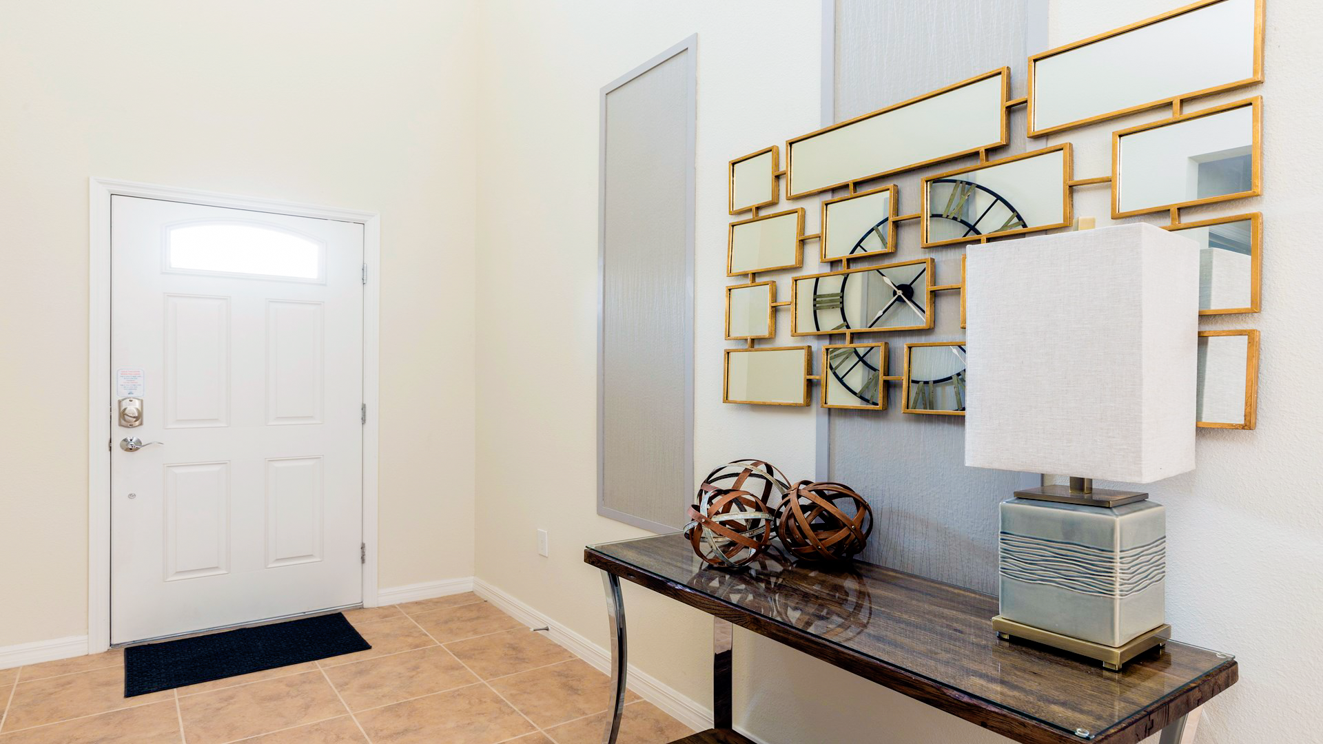 Stylish entryway with modern decor, welcoming you with warmth and elegance.