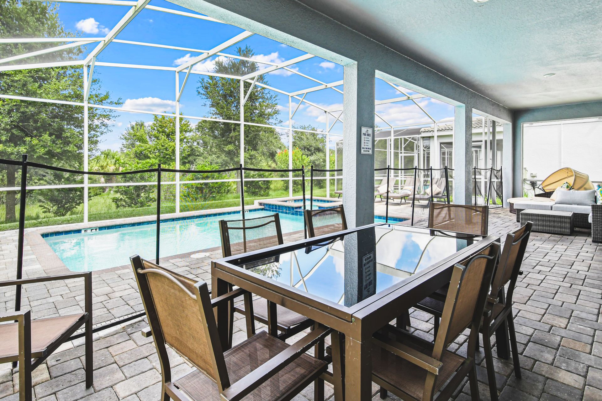 Poolside outdoor seating, creating a perfect setting for relaxation and enjoyment in the open air