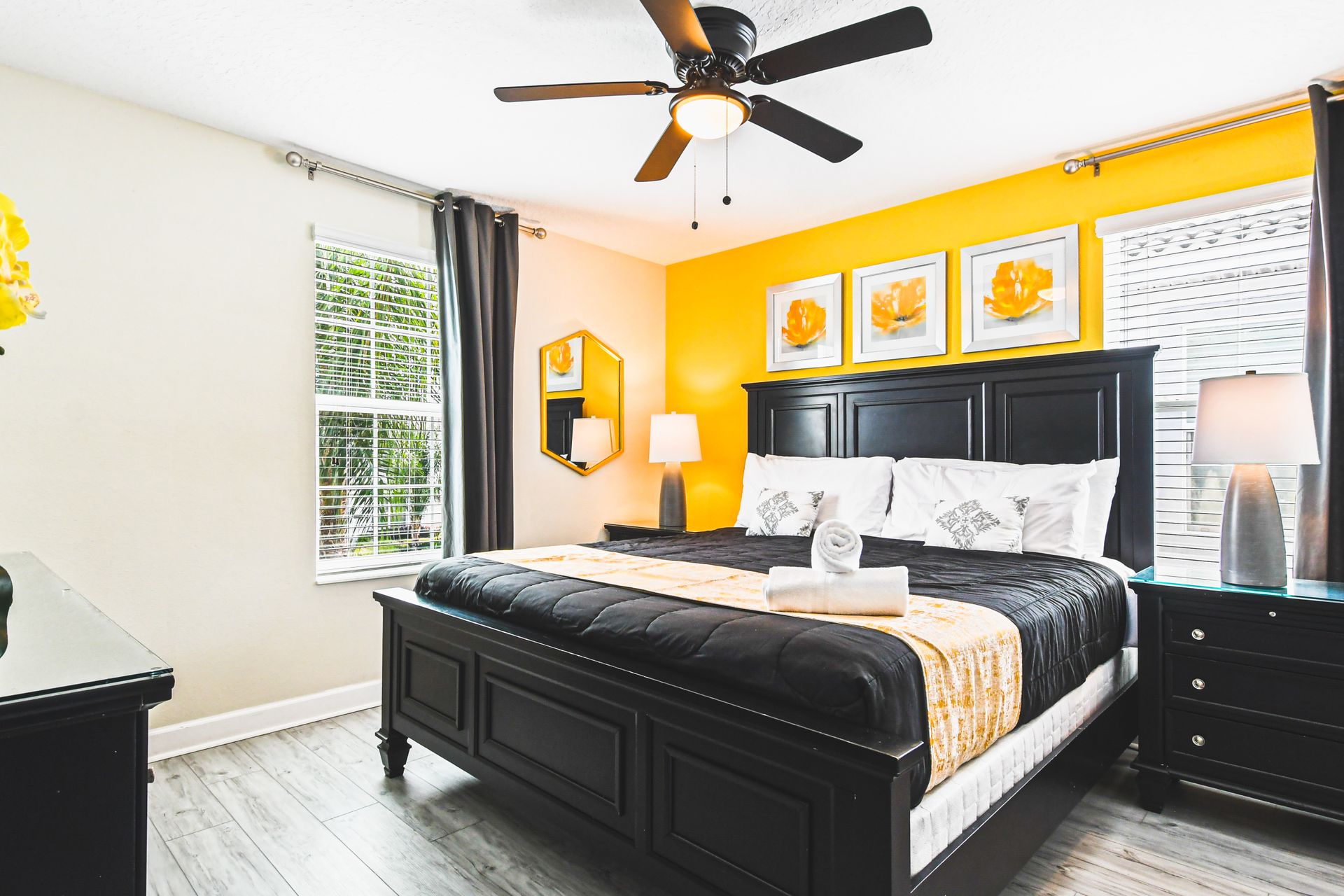 A sophisticated bedroom with a TV for stylish relaxation and entertainment