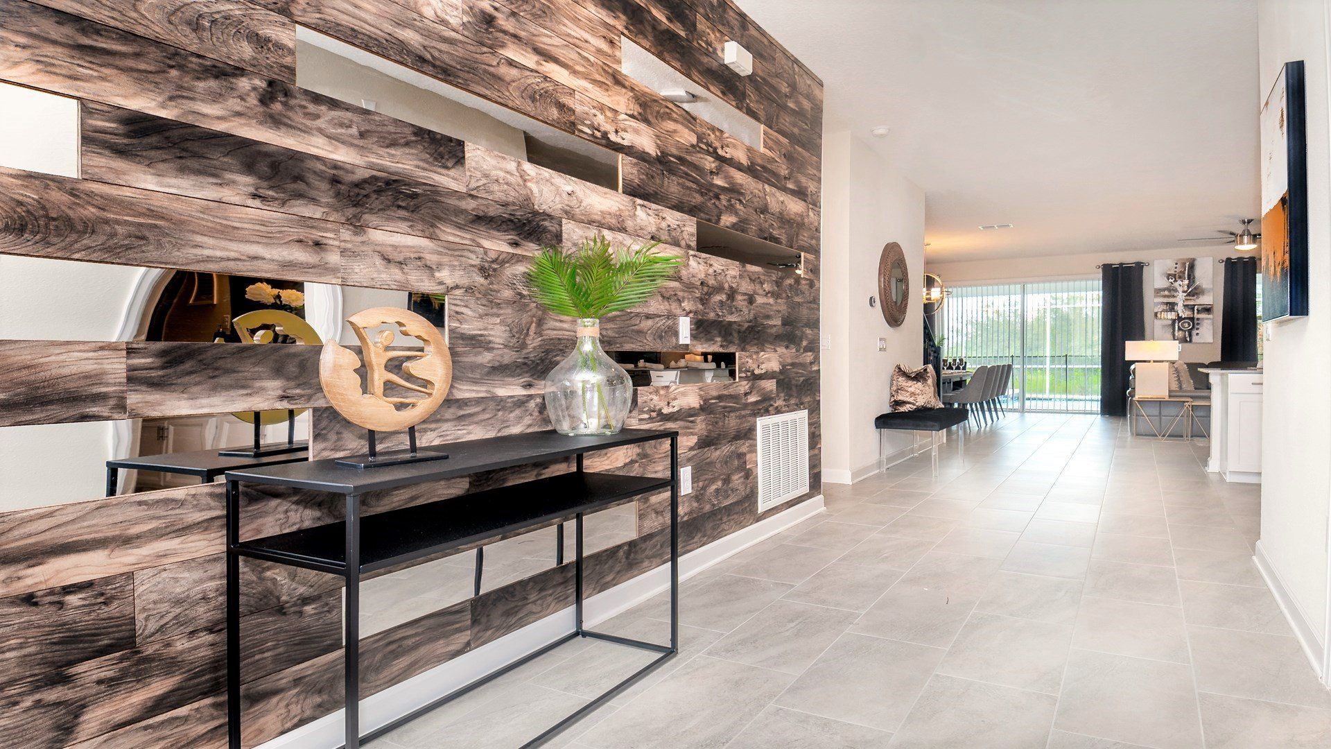 Stylish entryway with modern wood accents and an inviting ambiance!