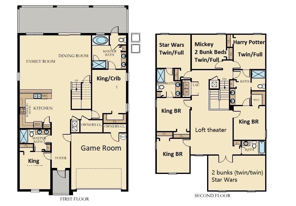 Spacious villa w/ 7 themed rooms, game room & family-friendly fun!