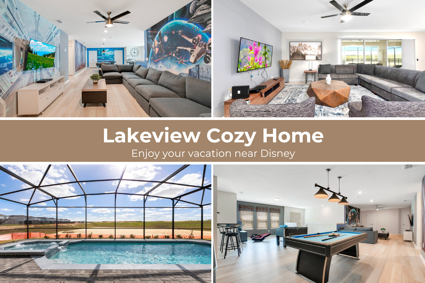 Relax in style with a pool, game room, and Disney nearby!