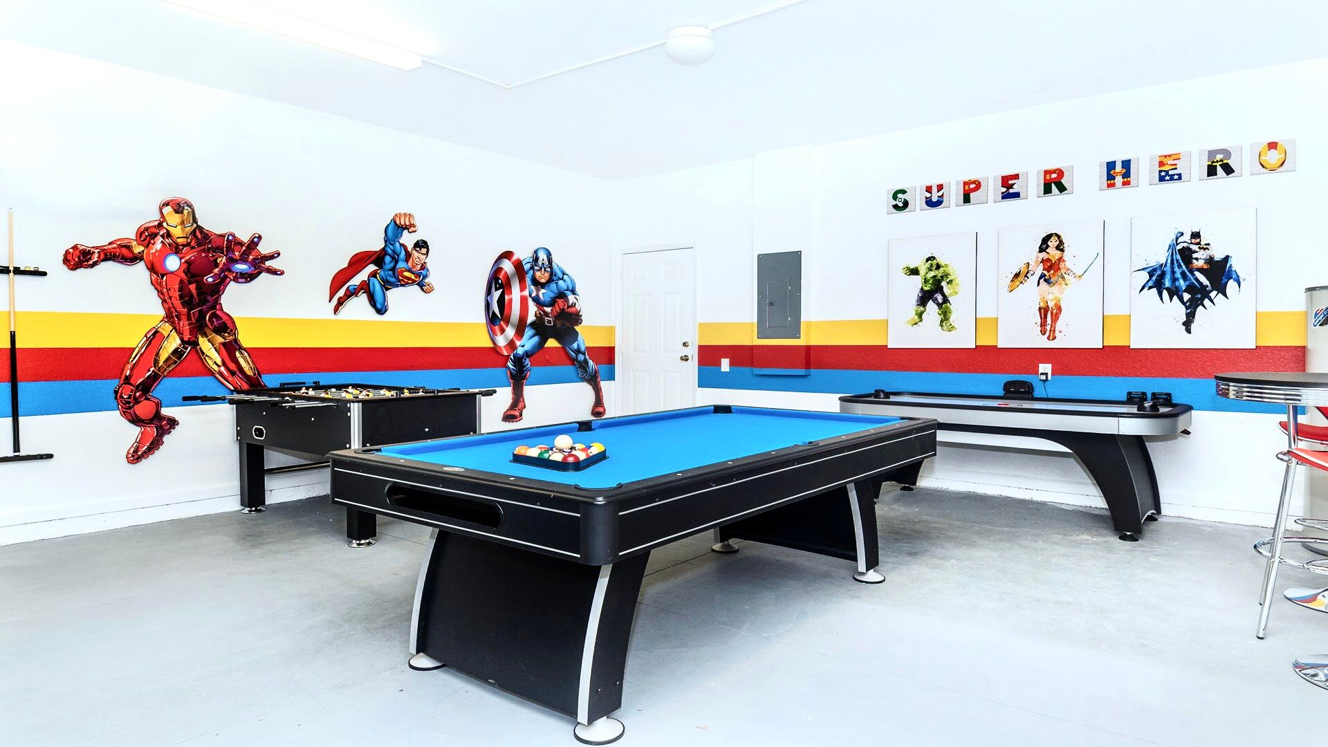 Take on your friend at pool, foosball or air hockey in the games room!