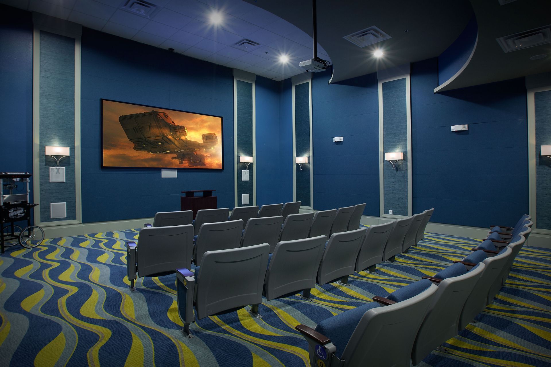 Catch your favorite movies in our cozy private theater room!