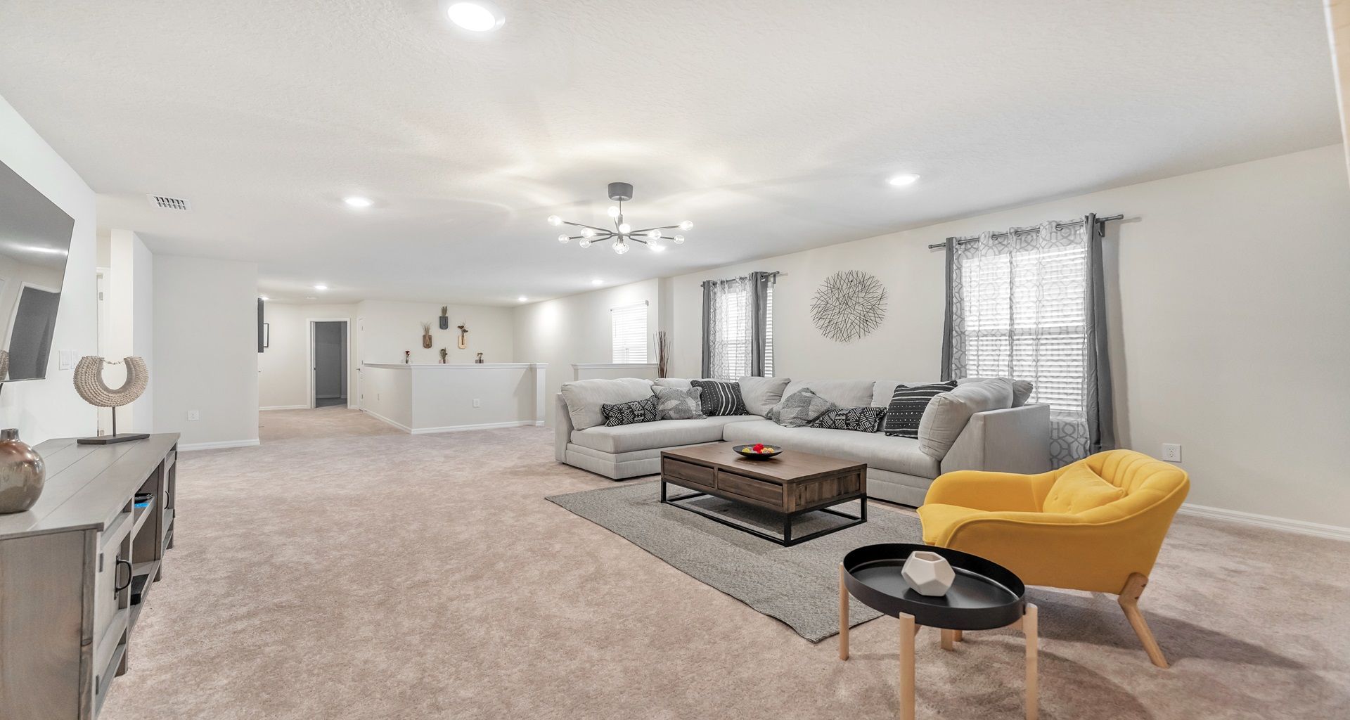 An elegant living room adorned with sophisticated furnishings